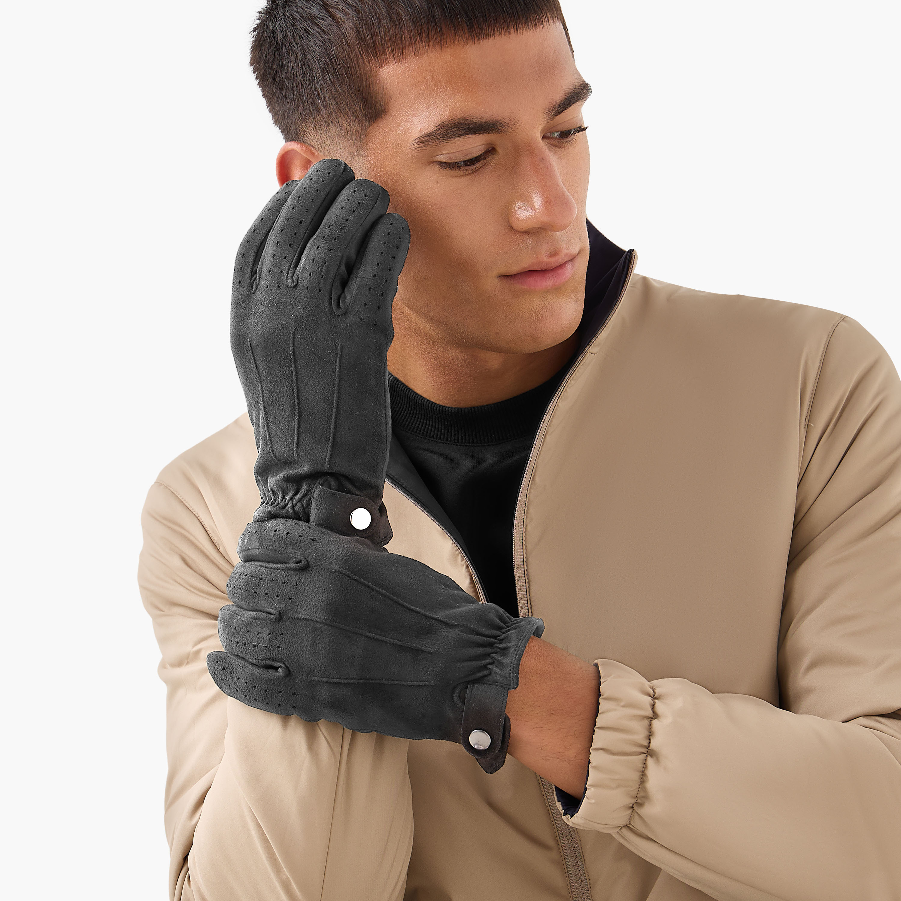 Suede Perforated Gloves-men-scarvesandgloves-image-2
