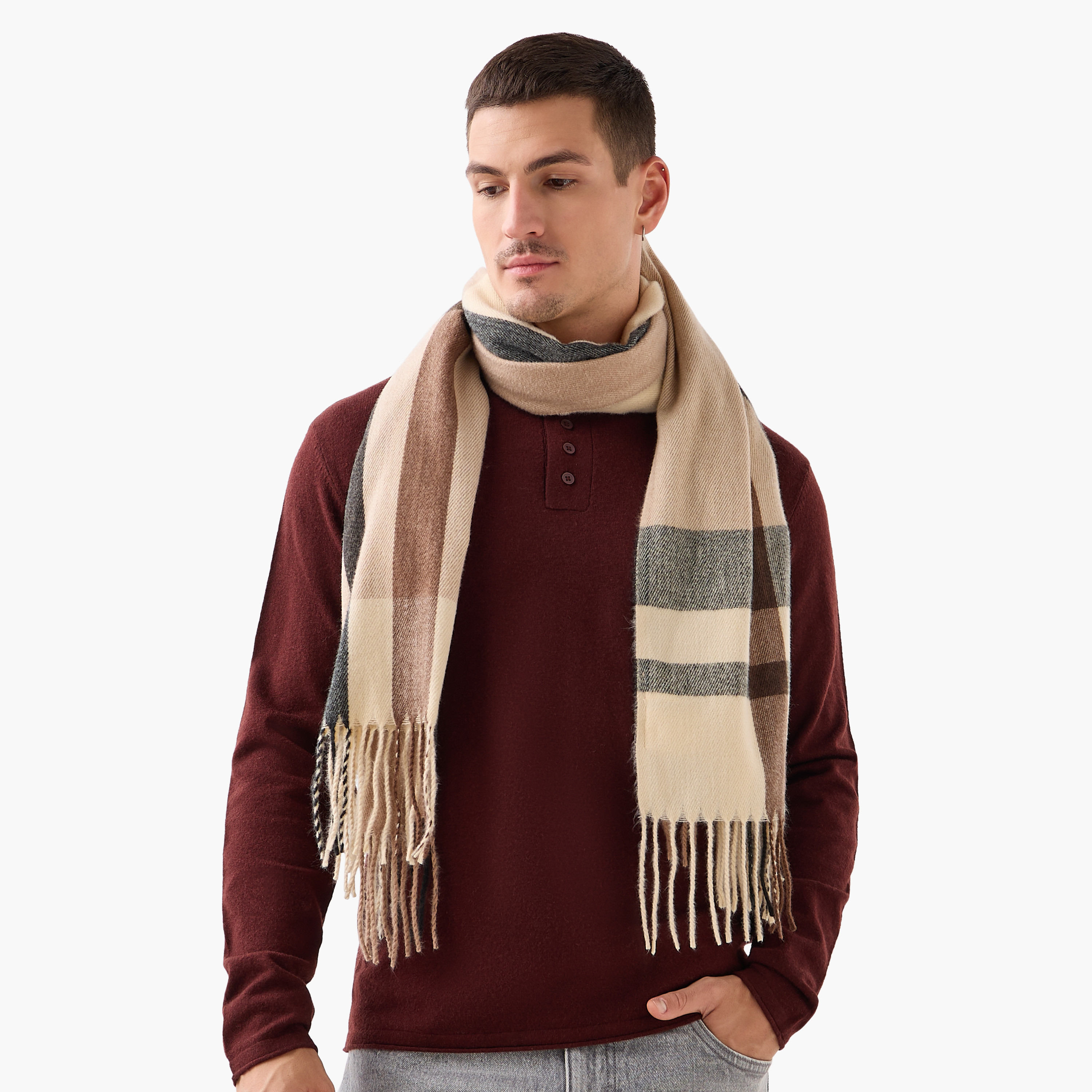 Polyester Checked Scarf-men-scarvesandgloves-image-2