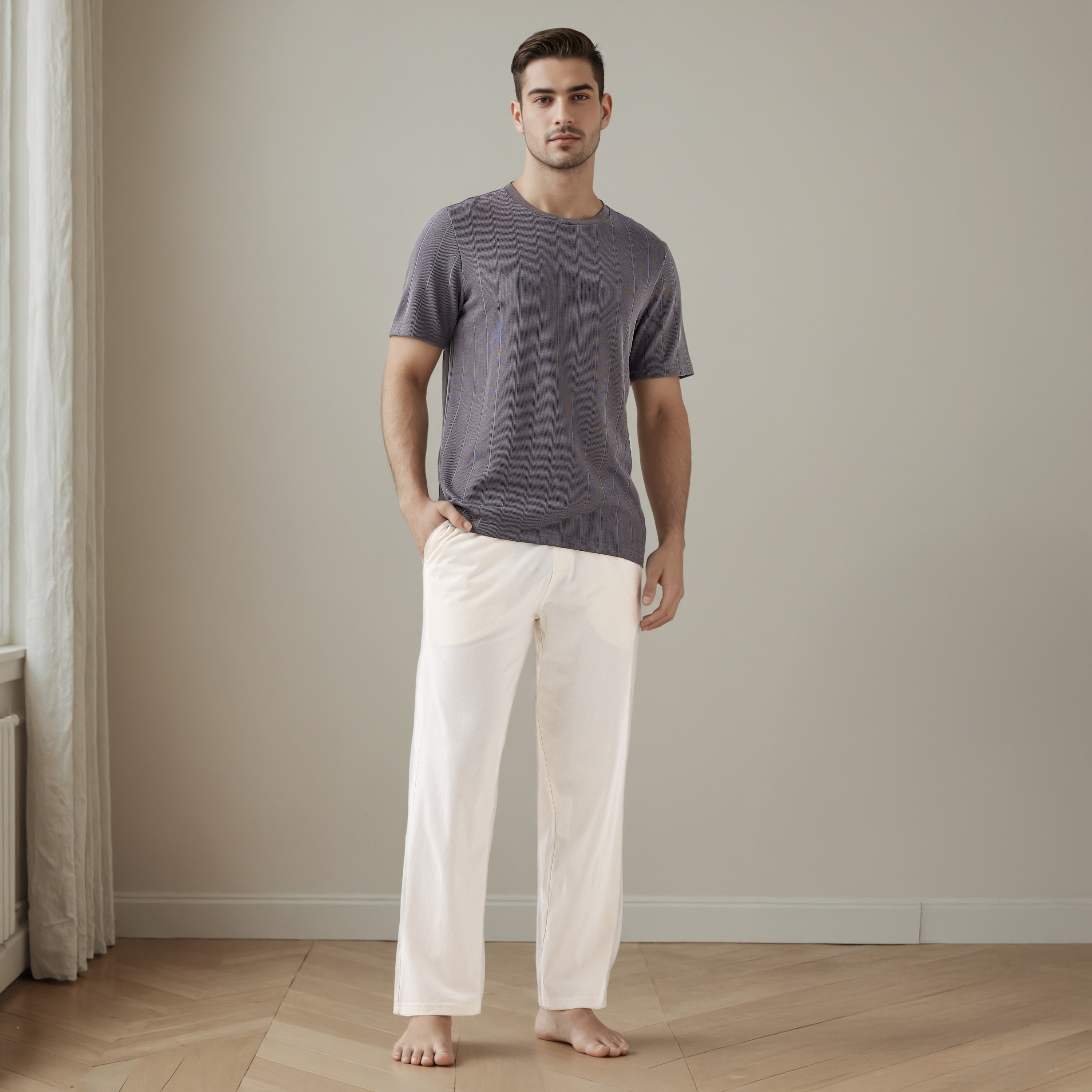 Men Cotton Textured Nightwear Set-men-clothing-nightwear-sets-image-1