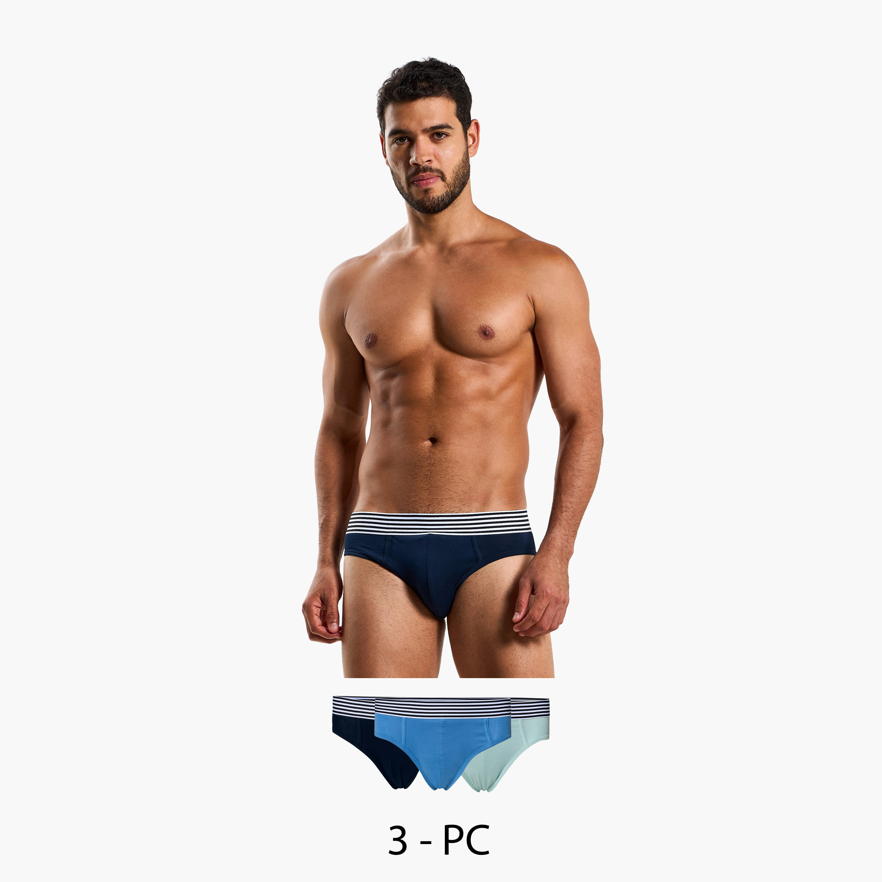 Men Striped Waistband Cotton Briefs - Pack of 3-men-clothing-innerwear-underwear-image-1