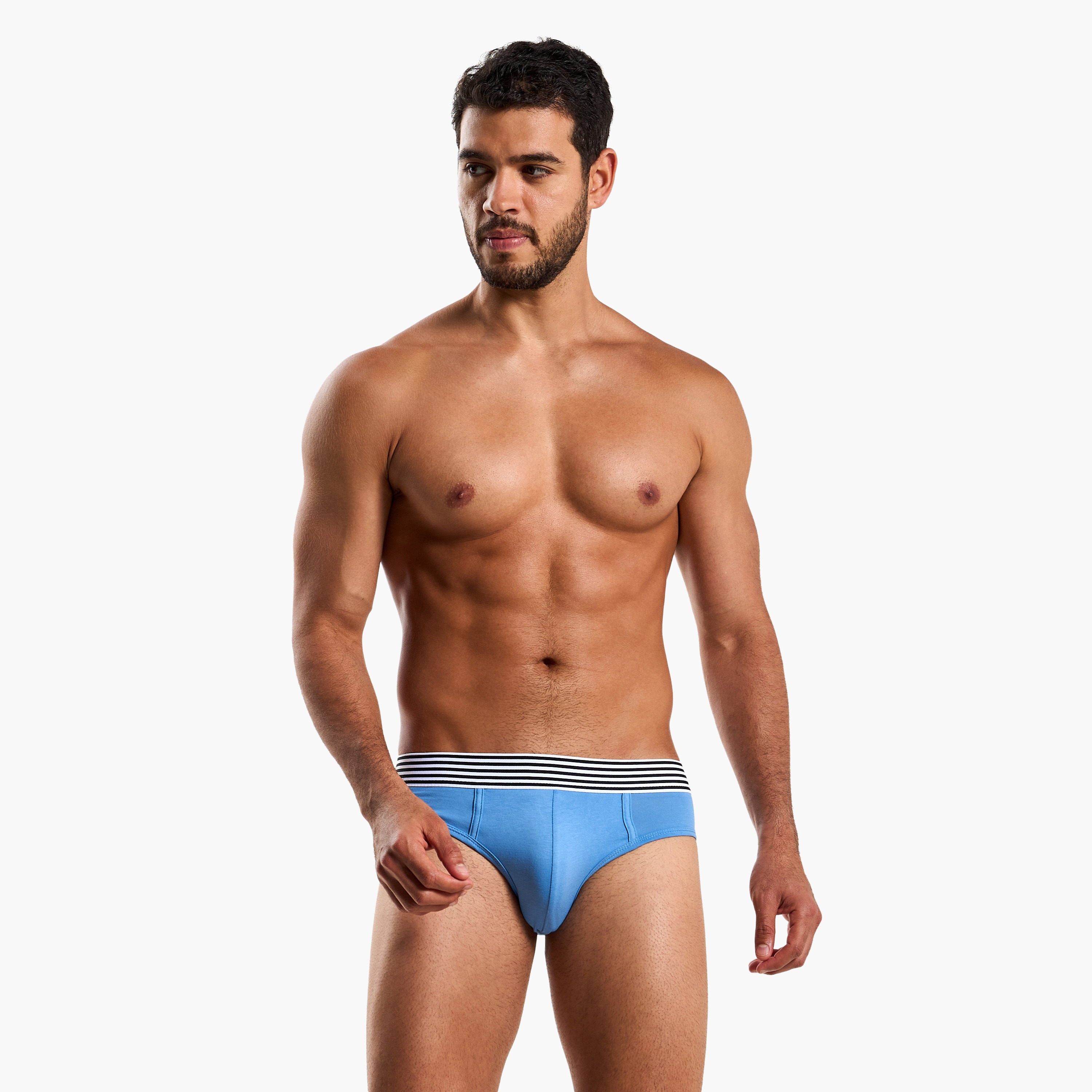 Men Striped Waistband Cotton Briefs - Pack of 3-men-clothing-innerwear-underwear-image-2