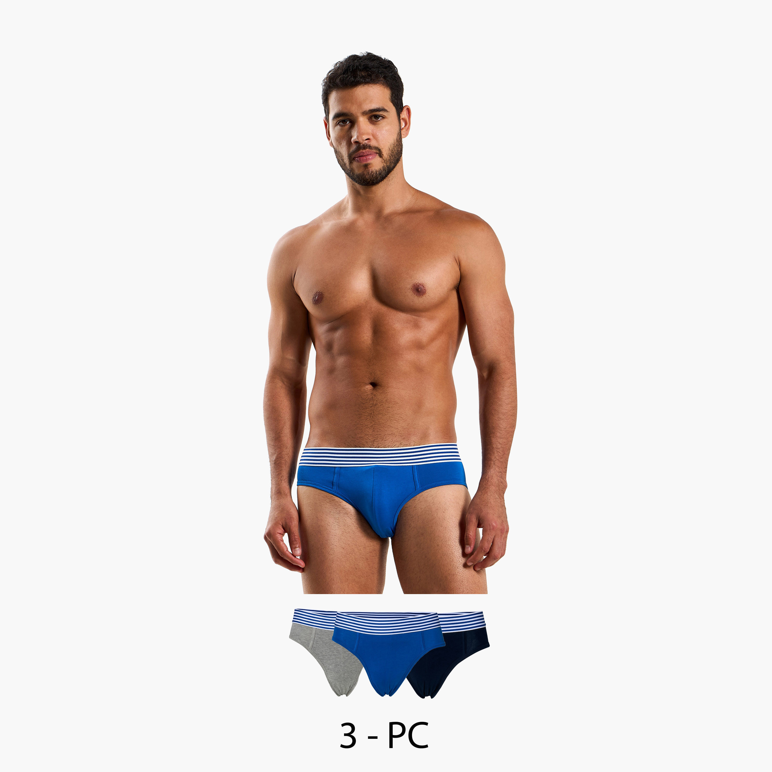 Men Striped Waistband Cotton Briefs - Pack of 3-men-clothing-innerwear-underwear-image-1