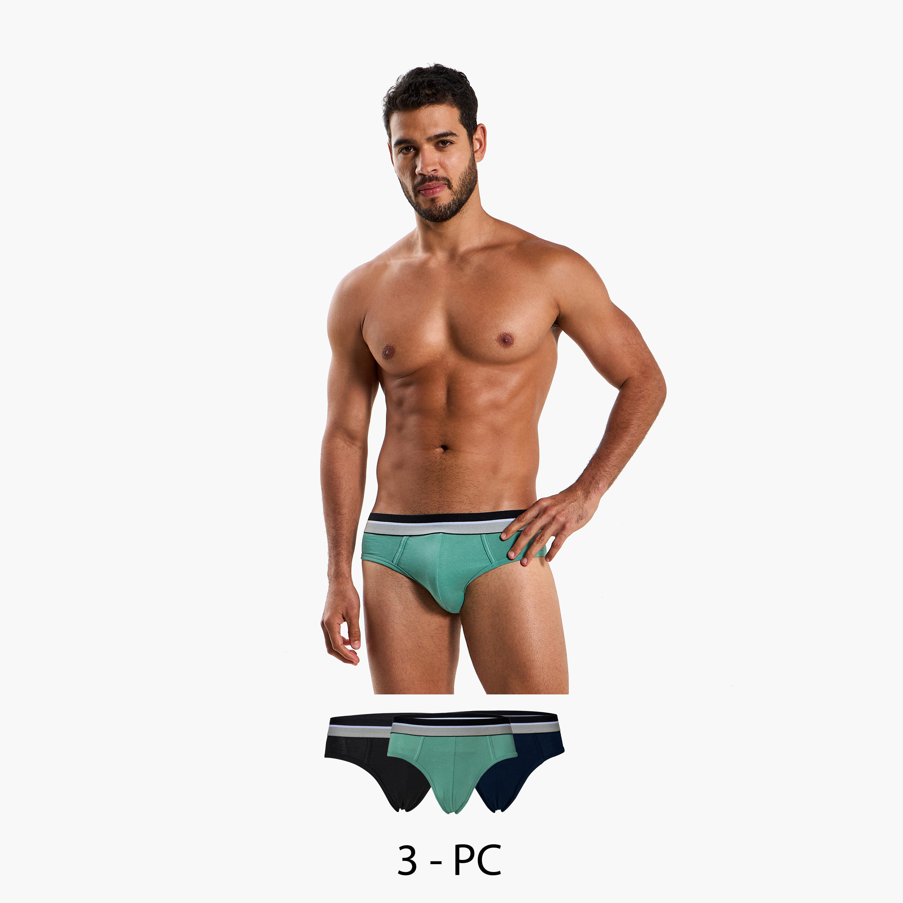 Men Contrast Waistband Cotton Briefs - Pack of 3-men-clothing-innerwear-underwear-image-1
