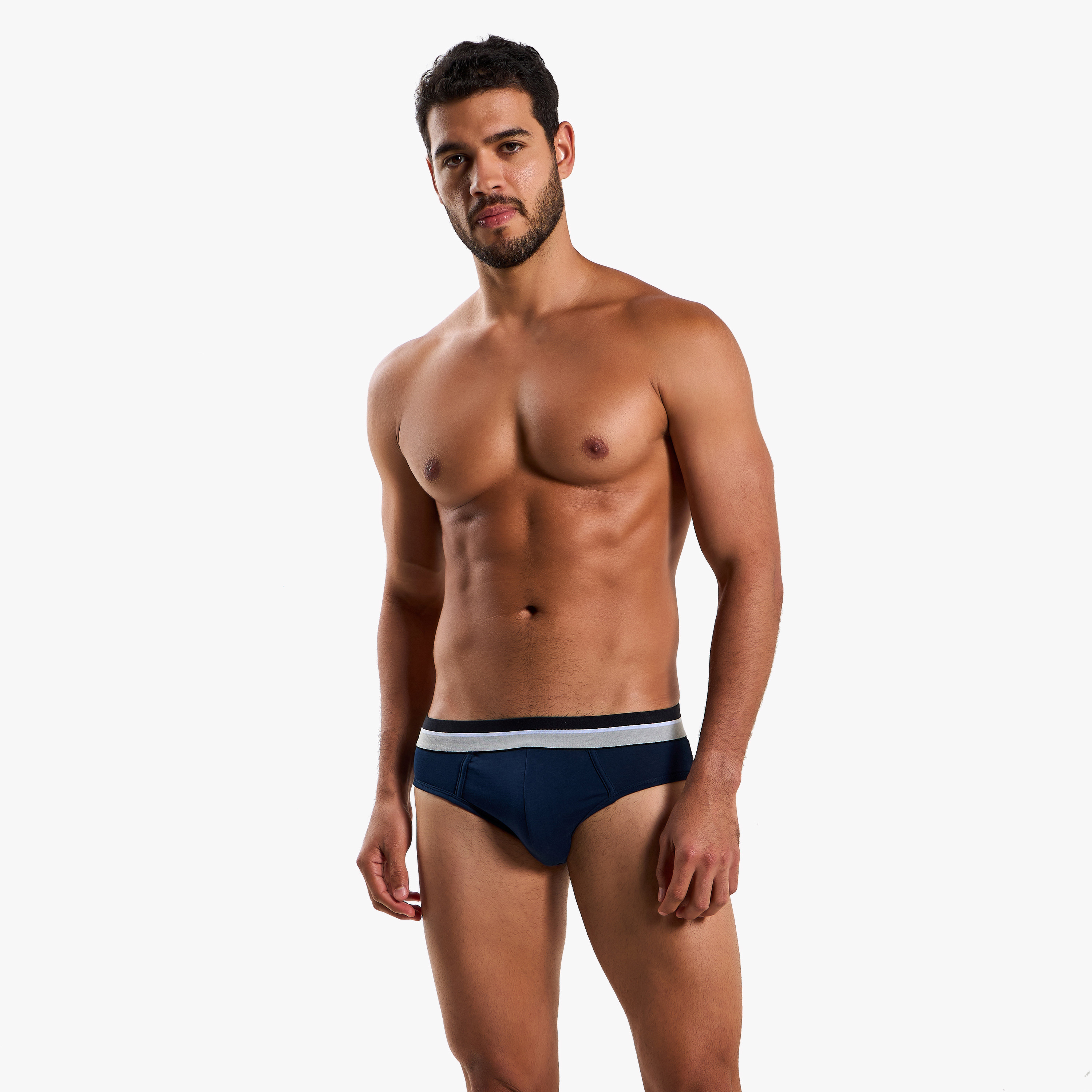 Men Contrast Waistband Cotton Briefs - Pack of 3-men-clothing-innerwear-underwear-image-2