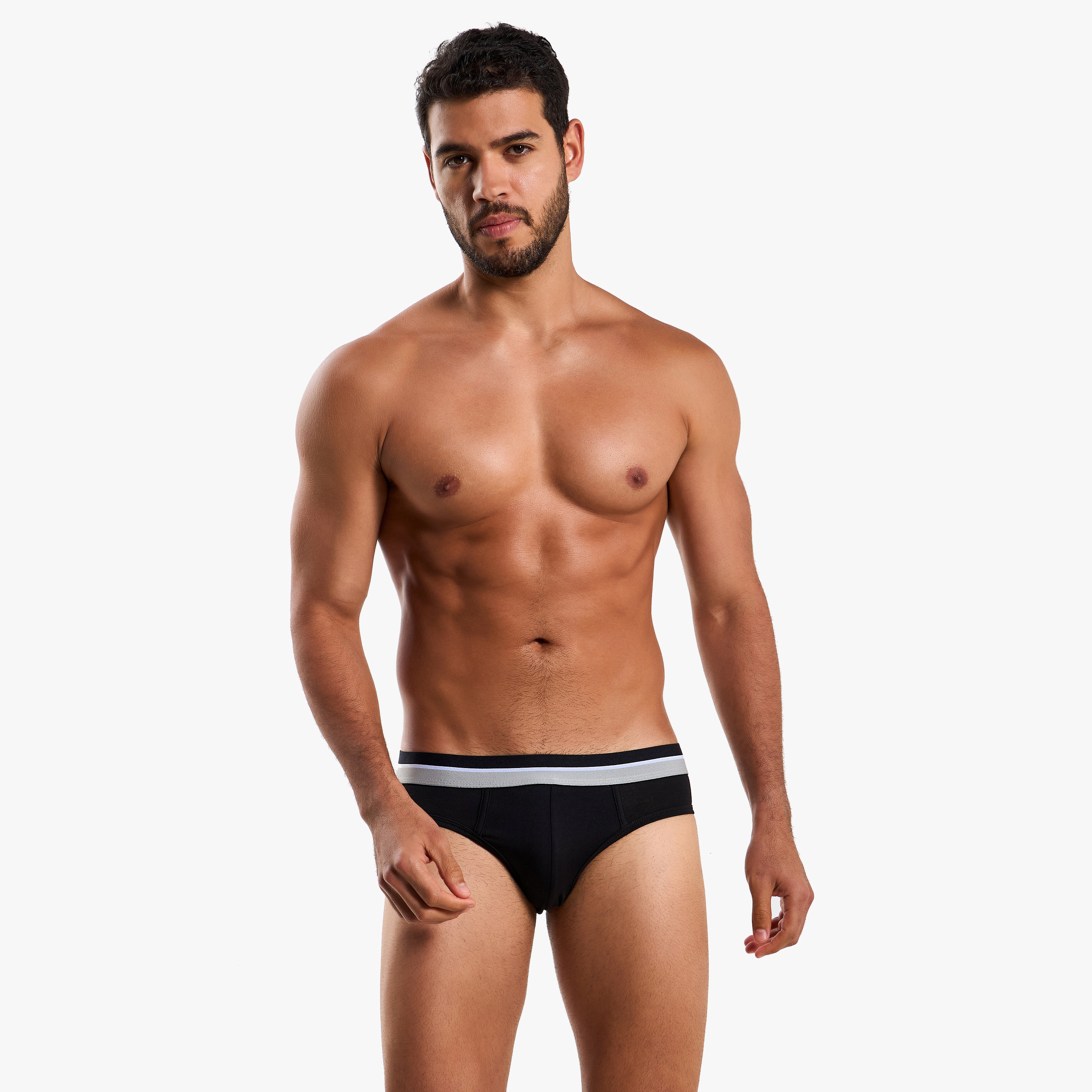 Men Contrast Waistband Cotton Briefs - Pack of 3-men-clothing-innerwear-underwear-image-3