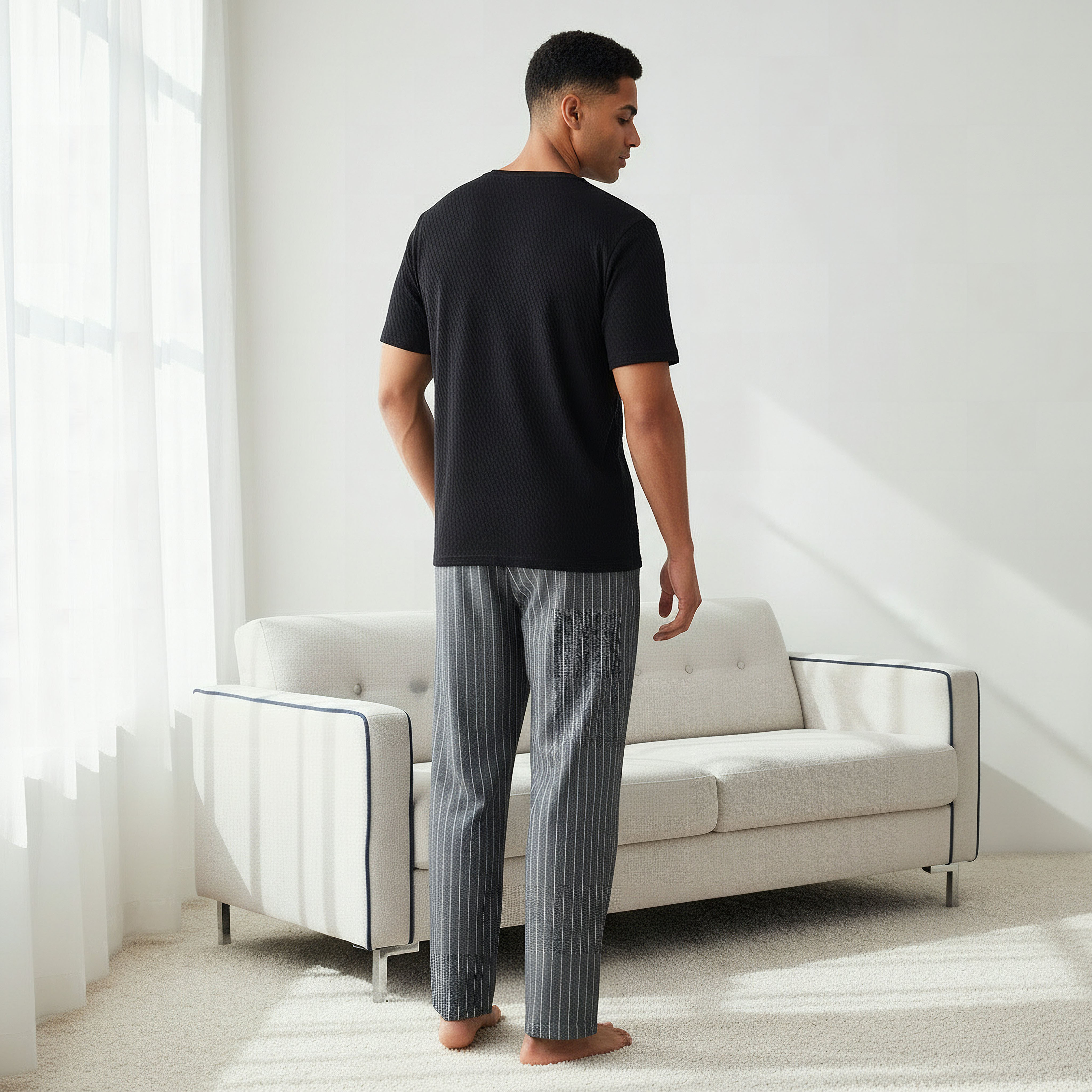Men Cotton Striped Button Front Nightwear Set-men-clothing-nightwear-sets-image-3