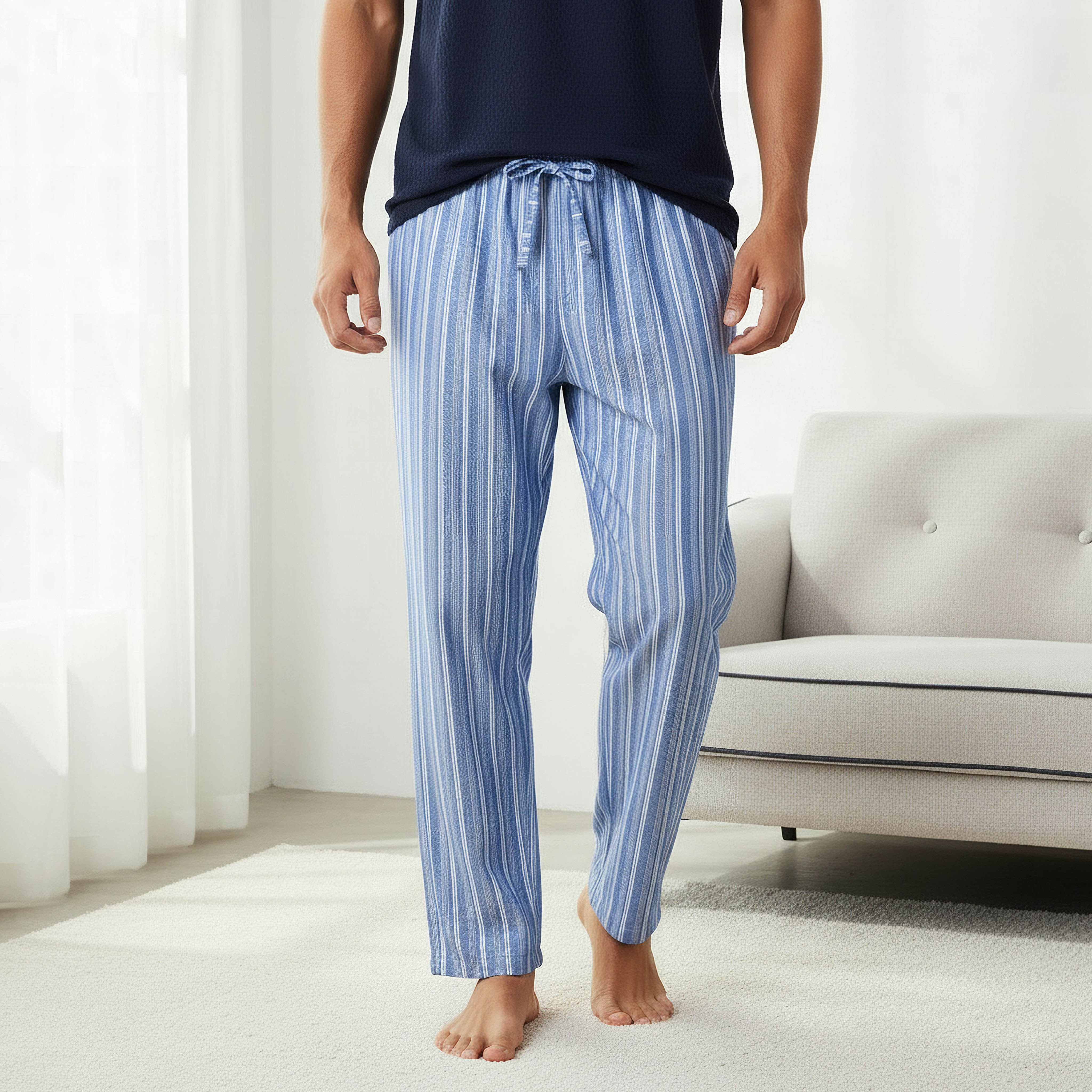 Men Cotton Striped Button Front Nightwear Set-men-clothing-nightwear-sets-image-4