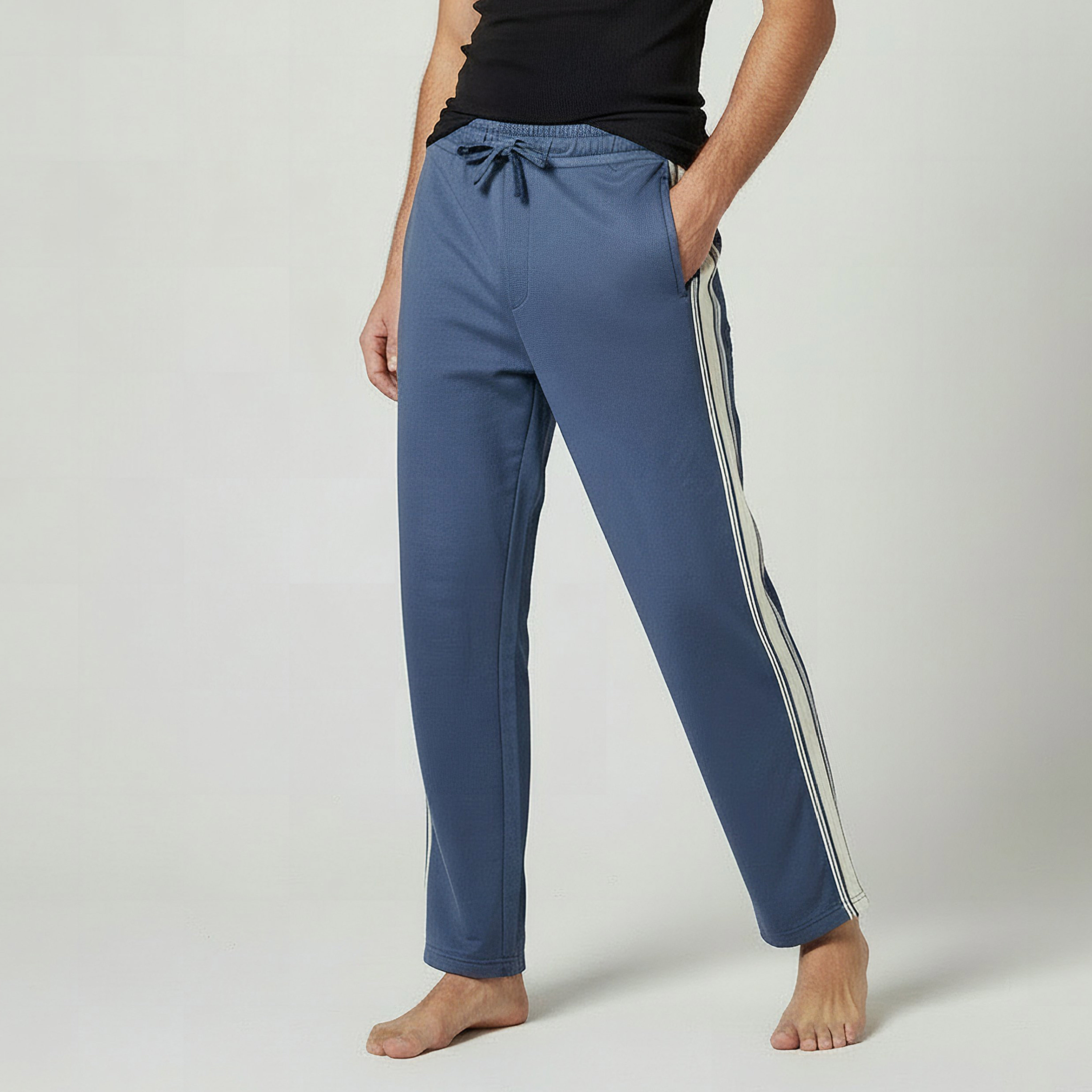 Men Straight-Leg Knit Pants with Tape Detail-men-clothing-bottoms-trousersandchinos-trousers-image-1