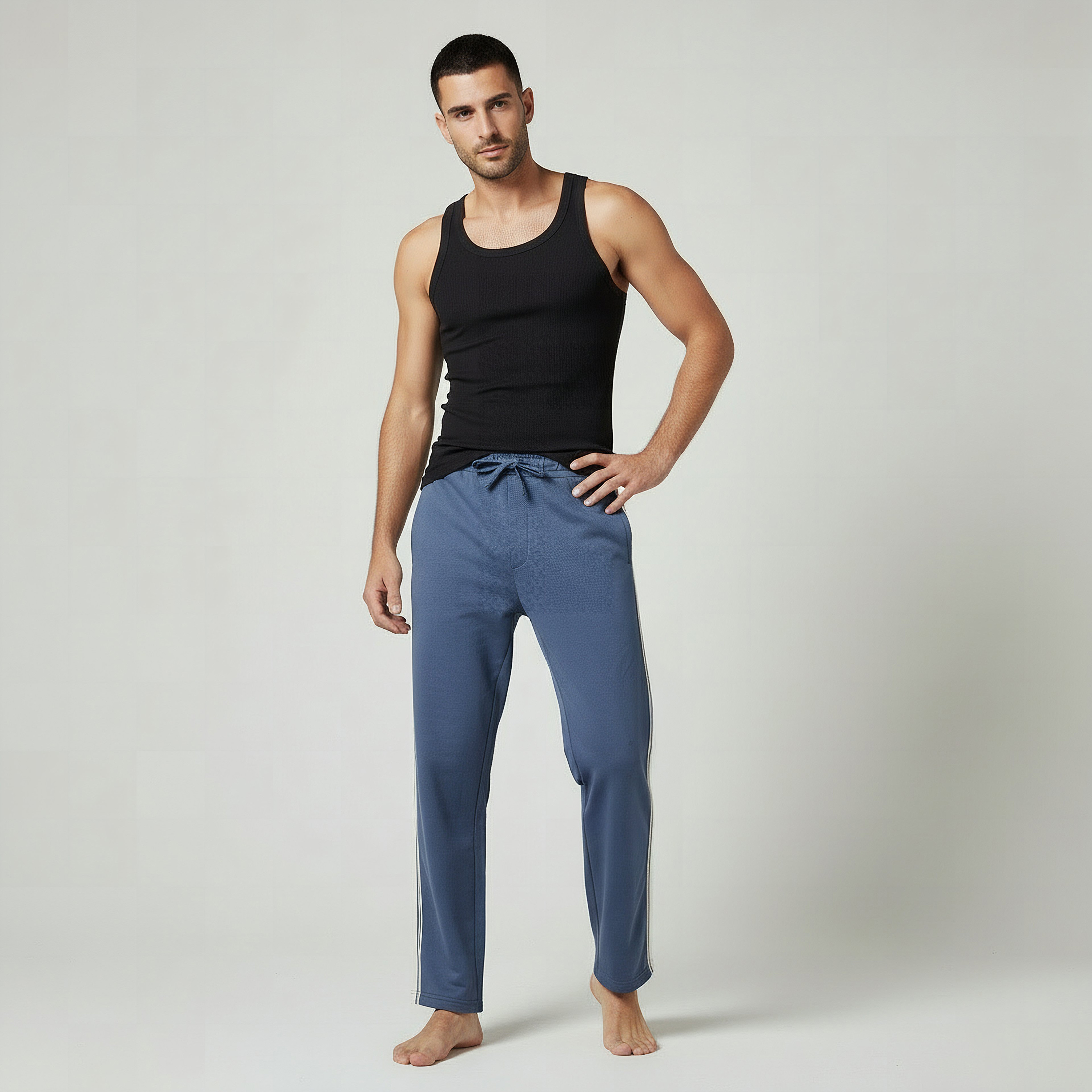 Men Straight-Leg Knit Pants with Tape Detail-men-clothing-bottoms-trousersandchinos-trousers-image-2