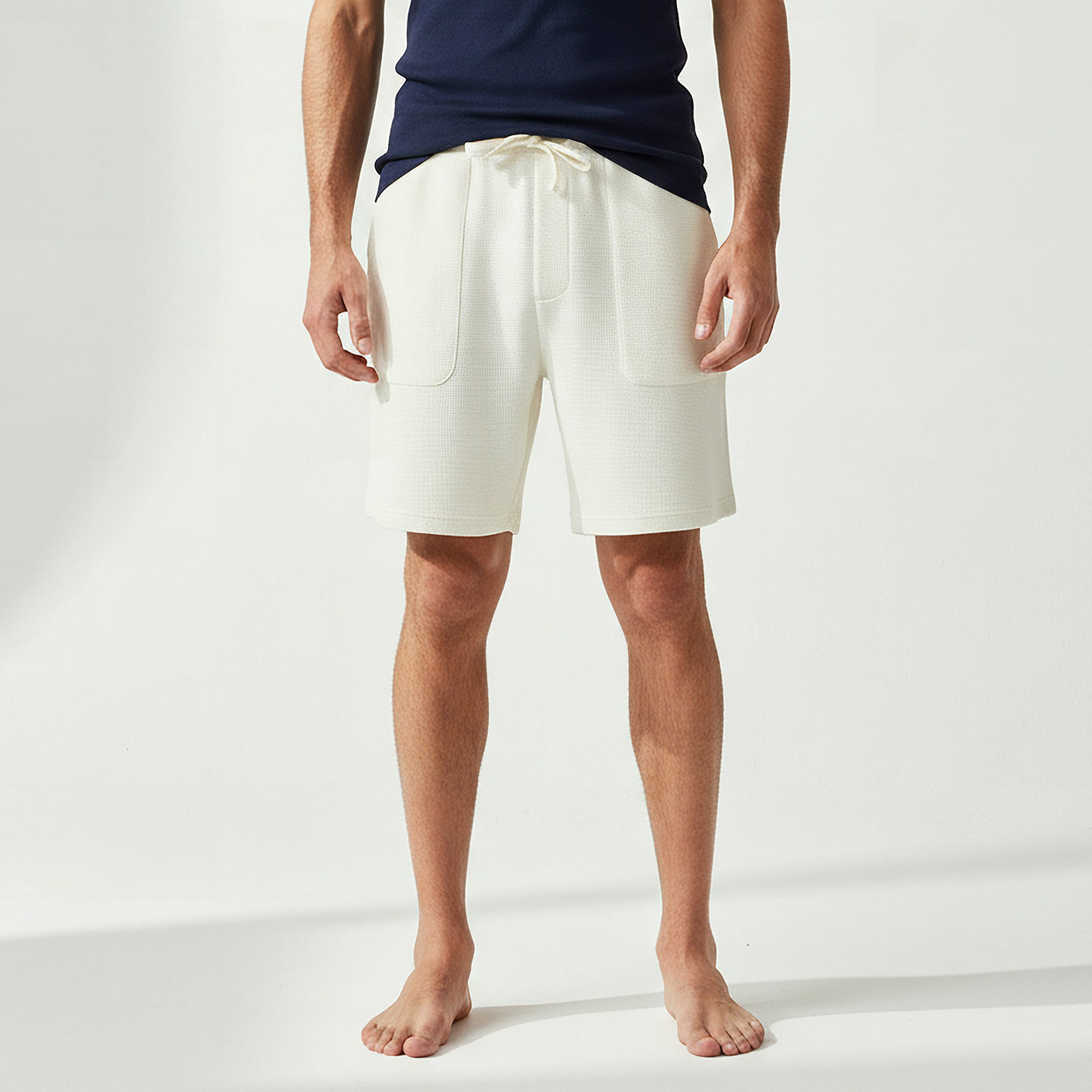 Men Flexi Waist Shorts Cotton-men-clothing-bottoms-shorts-image-1