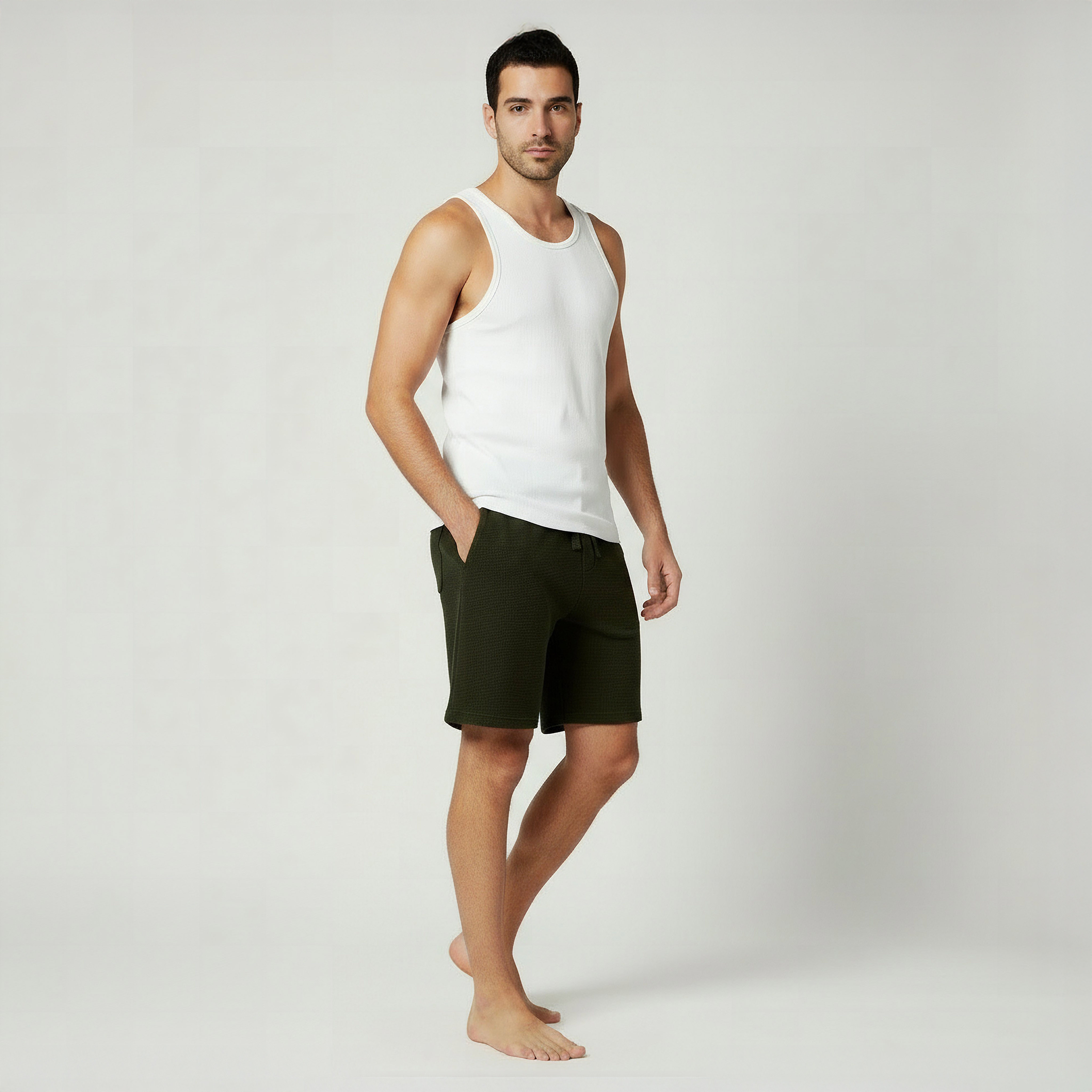 Men Flexi Waist Shorts Cotton-men-clothing-bottoms-shorts-image-2