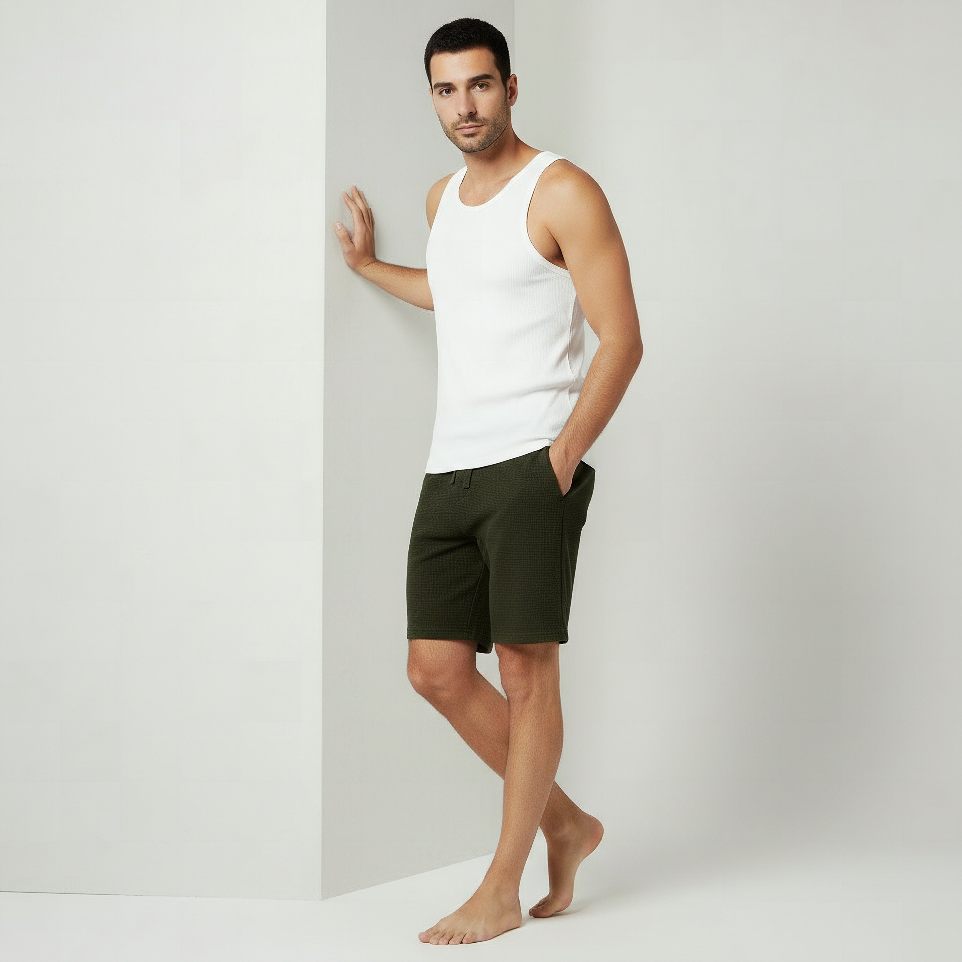 Men Flexi Waist Shorts Cotton-men-clothing-bottoms-shorts-image-5