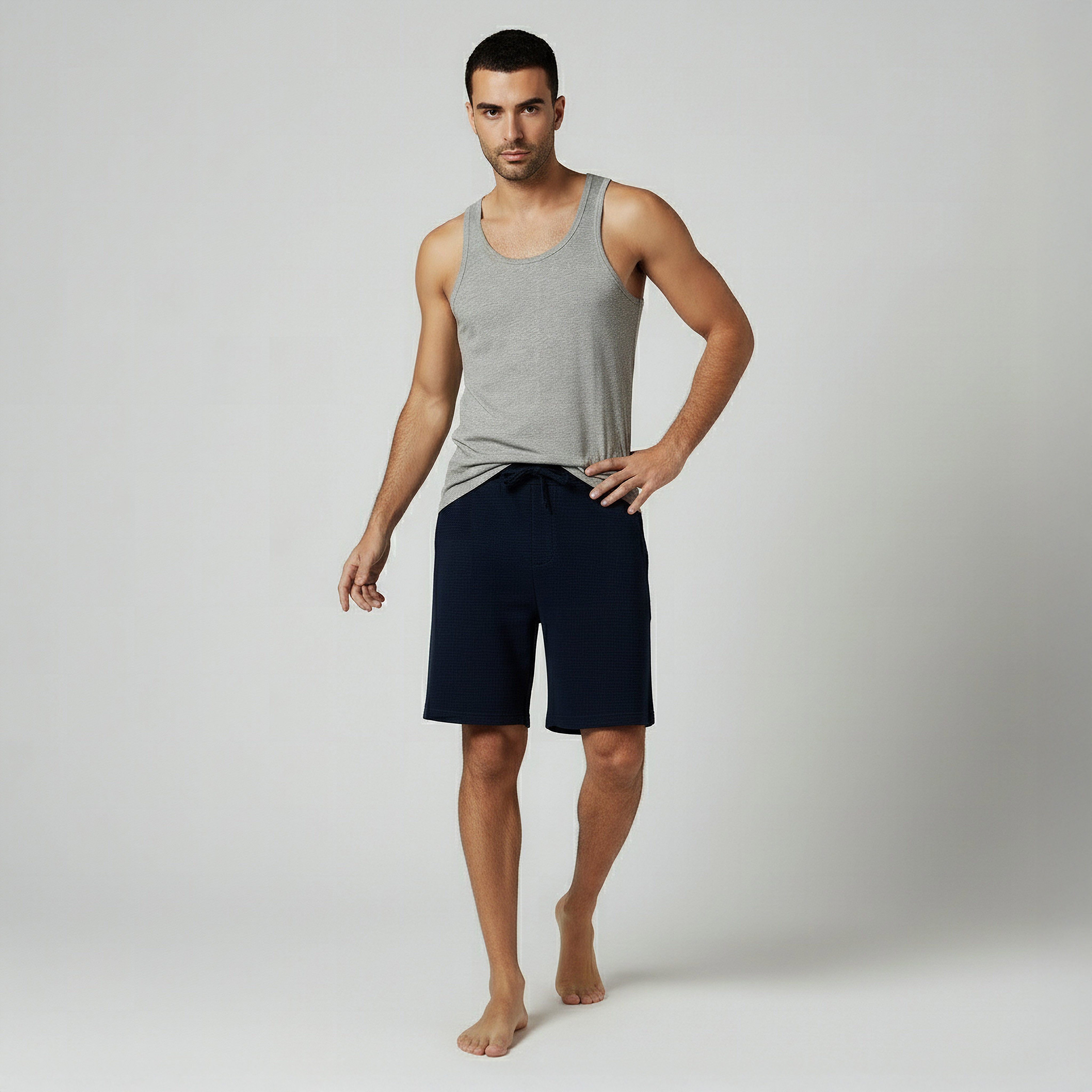 Men Flexi Waist Shorts Cotton-men-clothing-bottoms-shorts-image-2