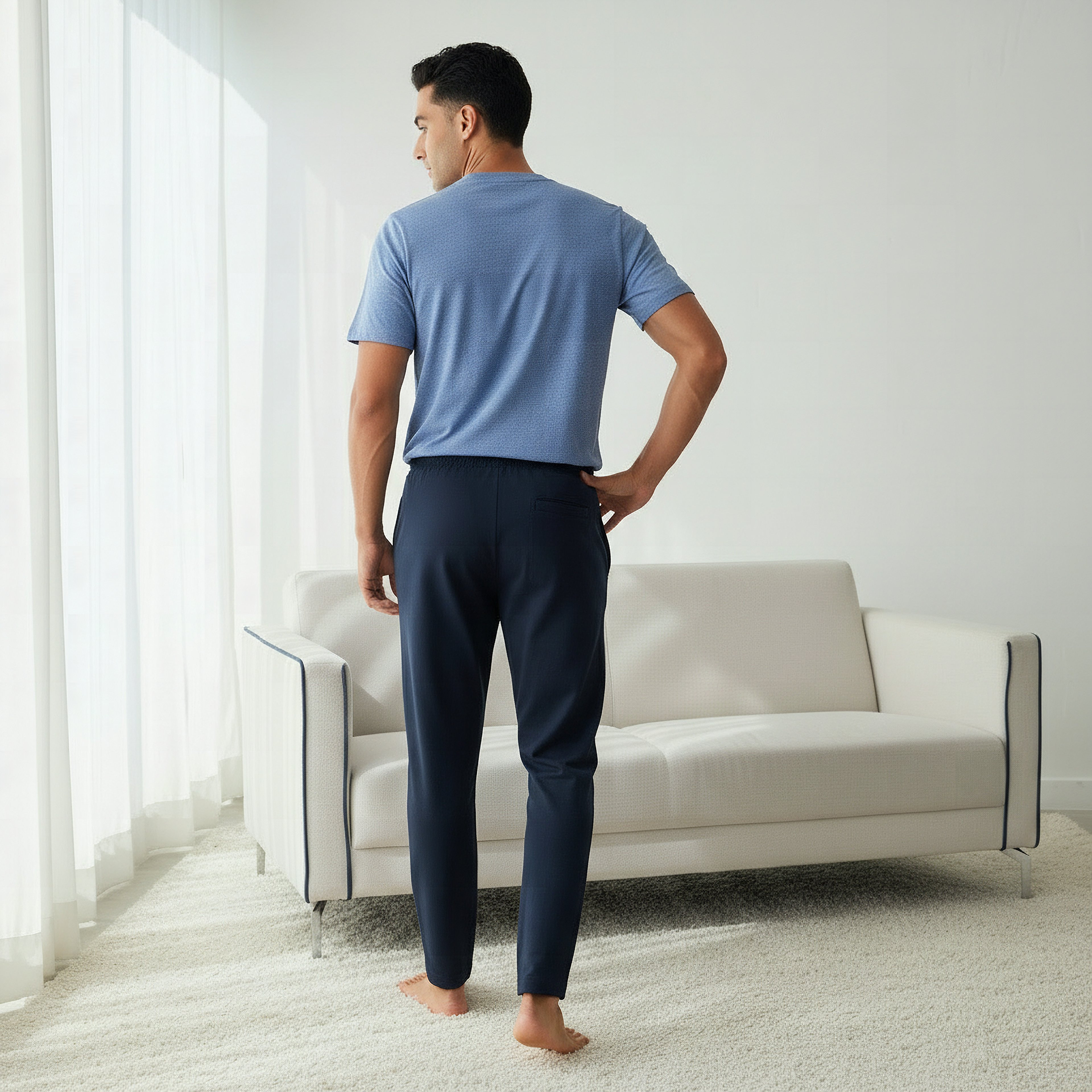 Men Cotton Textured Drawstring Closure Nightwear Set-men-clothing-nightwear-sets-image-3
