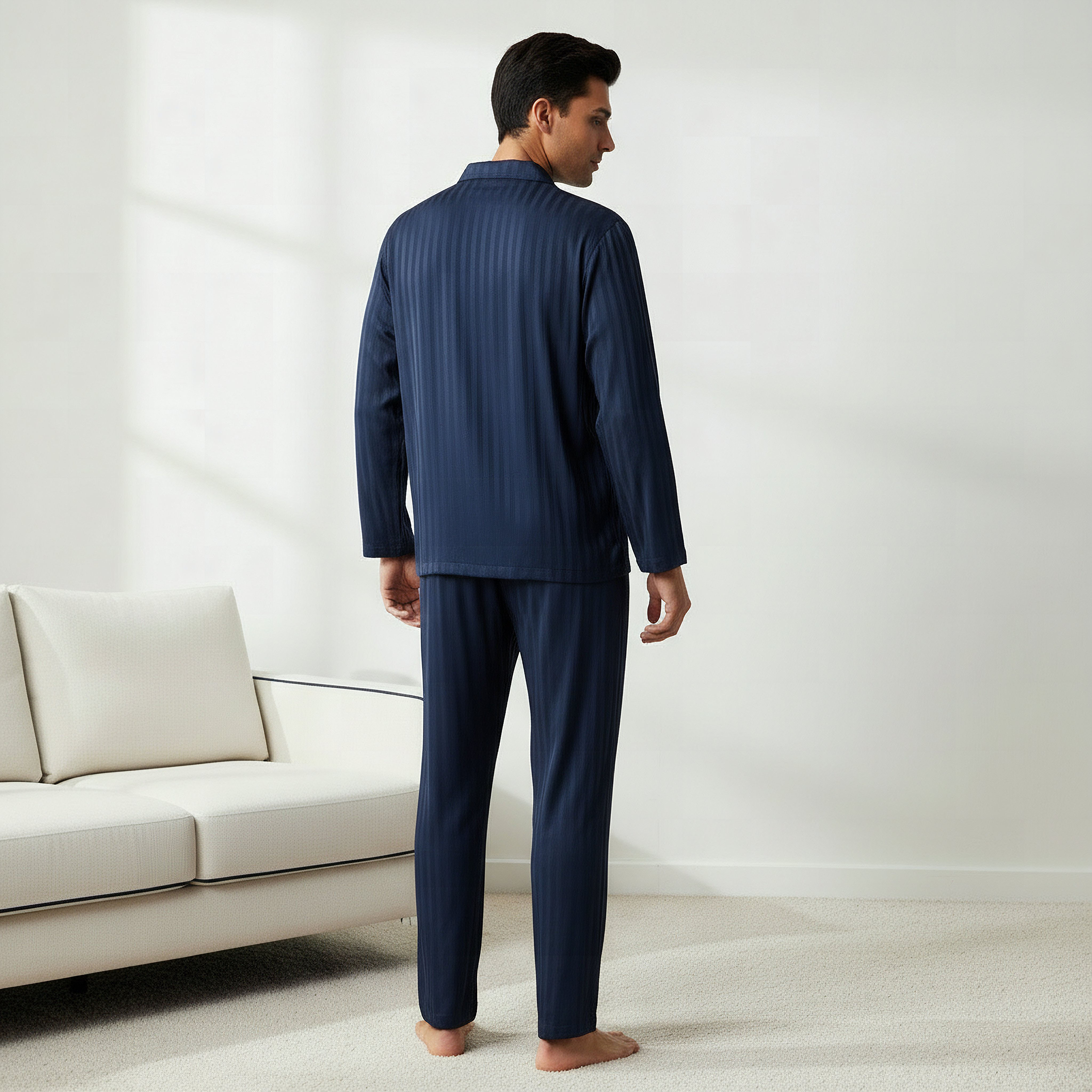 Men Modal Striped Button Front Nightwear Set-men-clothing-nightwear-sets-image-4