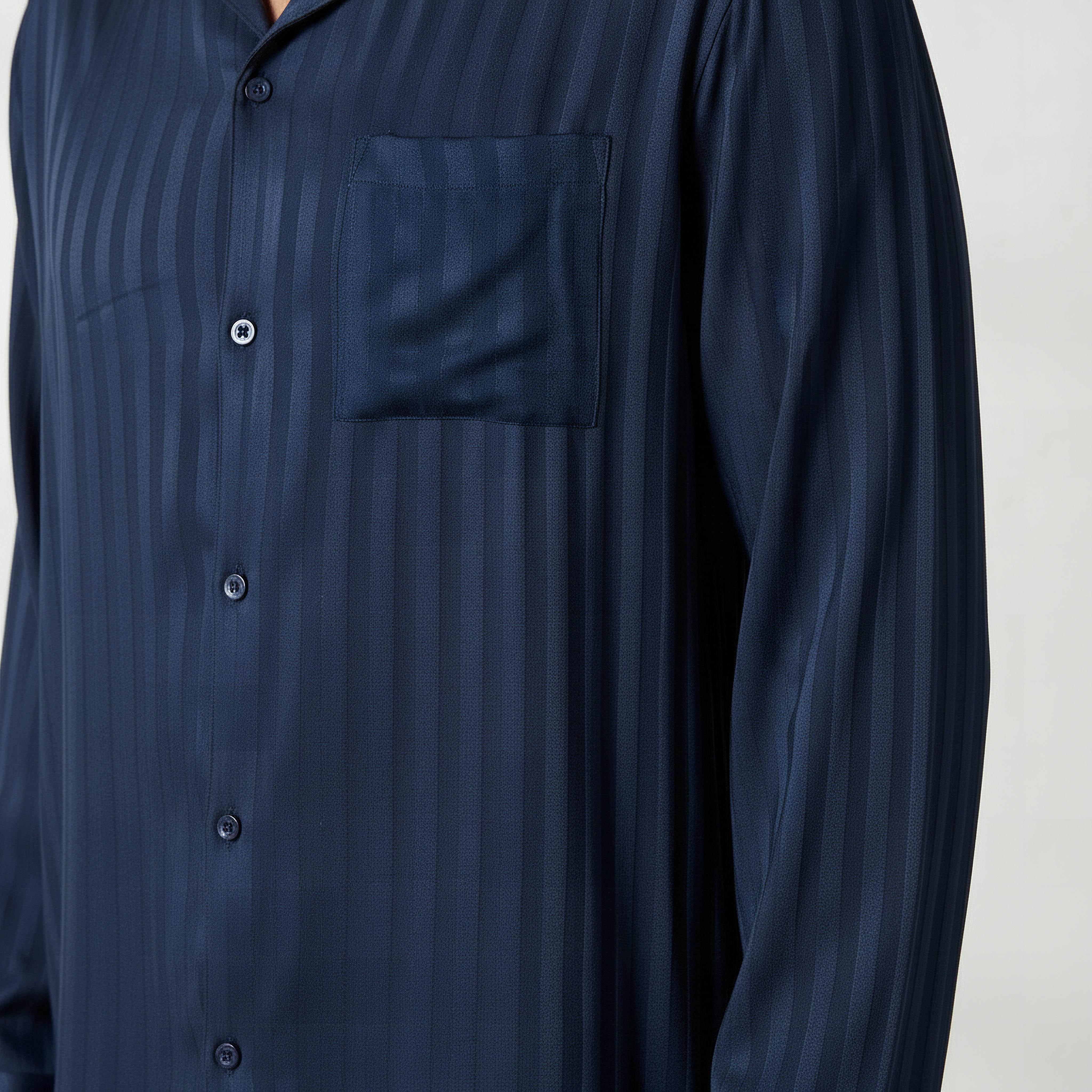 Men Modal Striped Button Front Nightwear Set-men-clothing-nightwear-sets-image-5