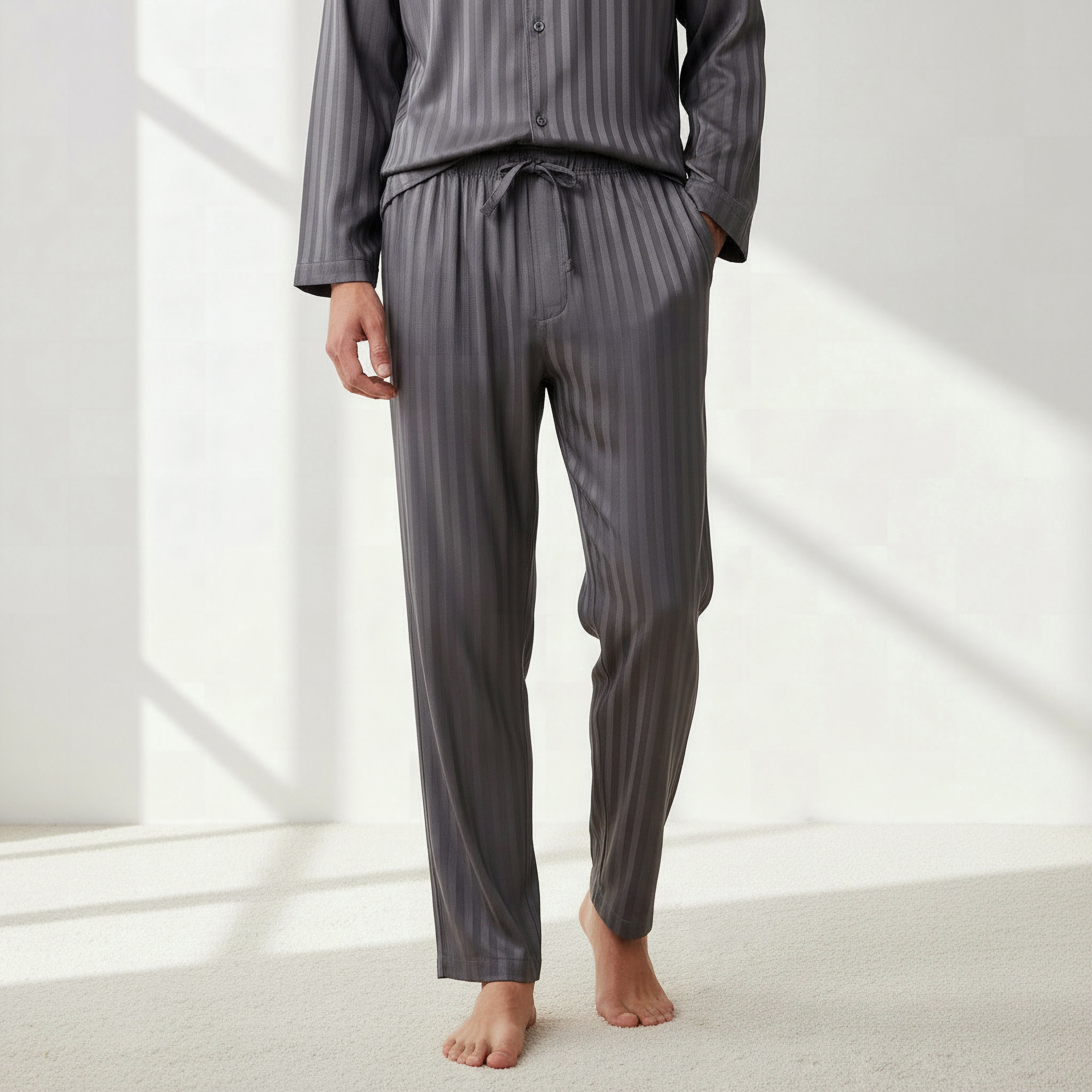 Men Modal Striped Button Front Nightwear Set-men-clothing-nightwear-sets-image-4