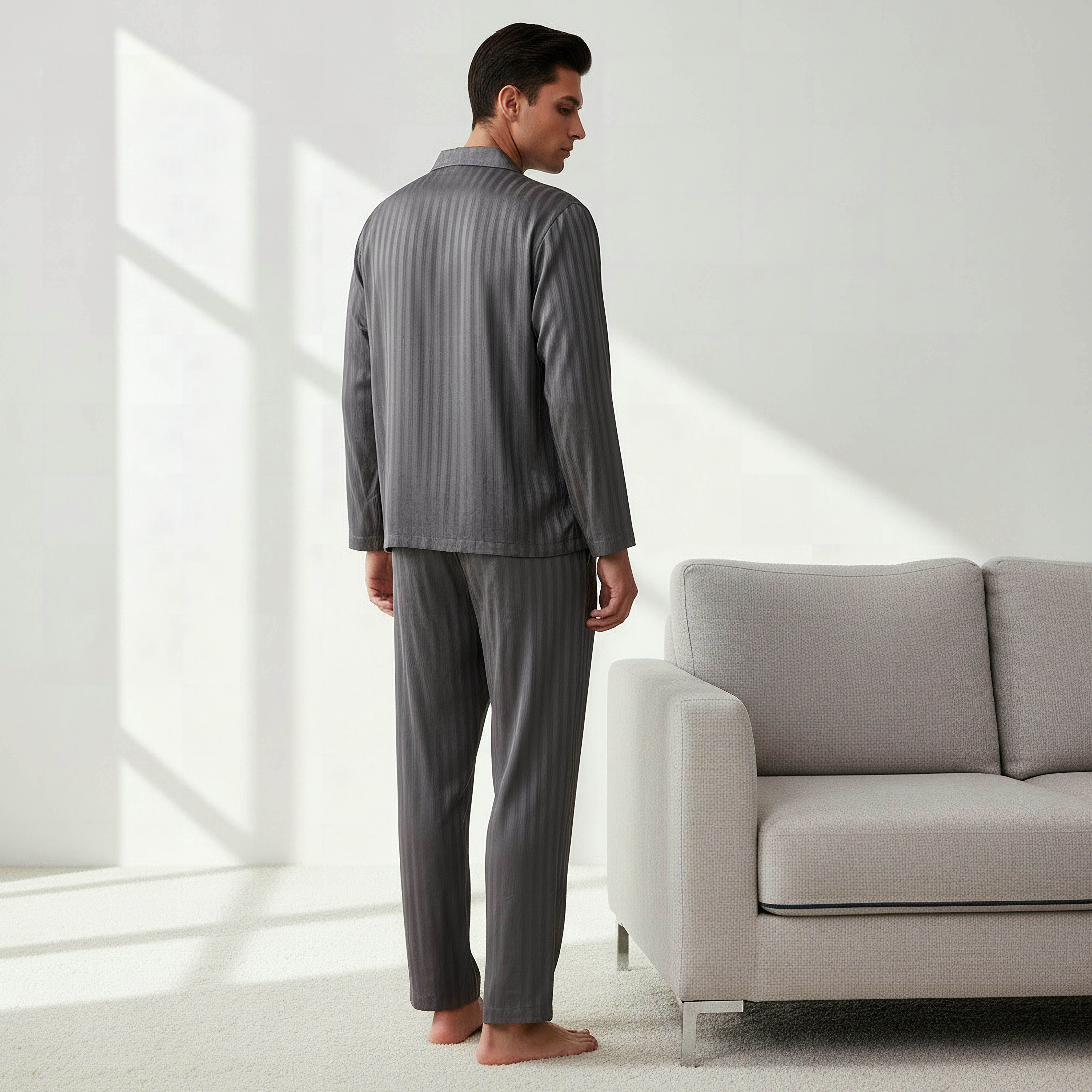 Men Modal Striped Button Front Nightwear Set-men-clothing-nightwear-sets-image-5
