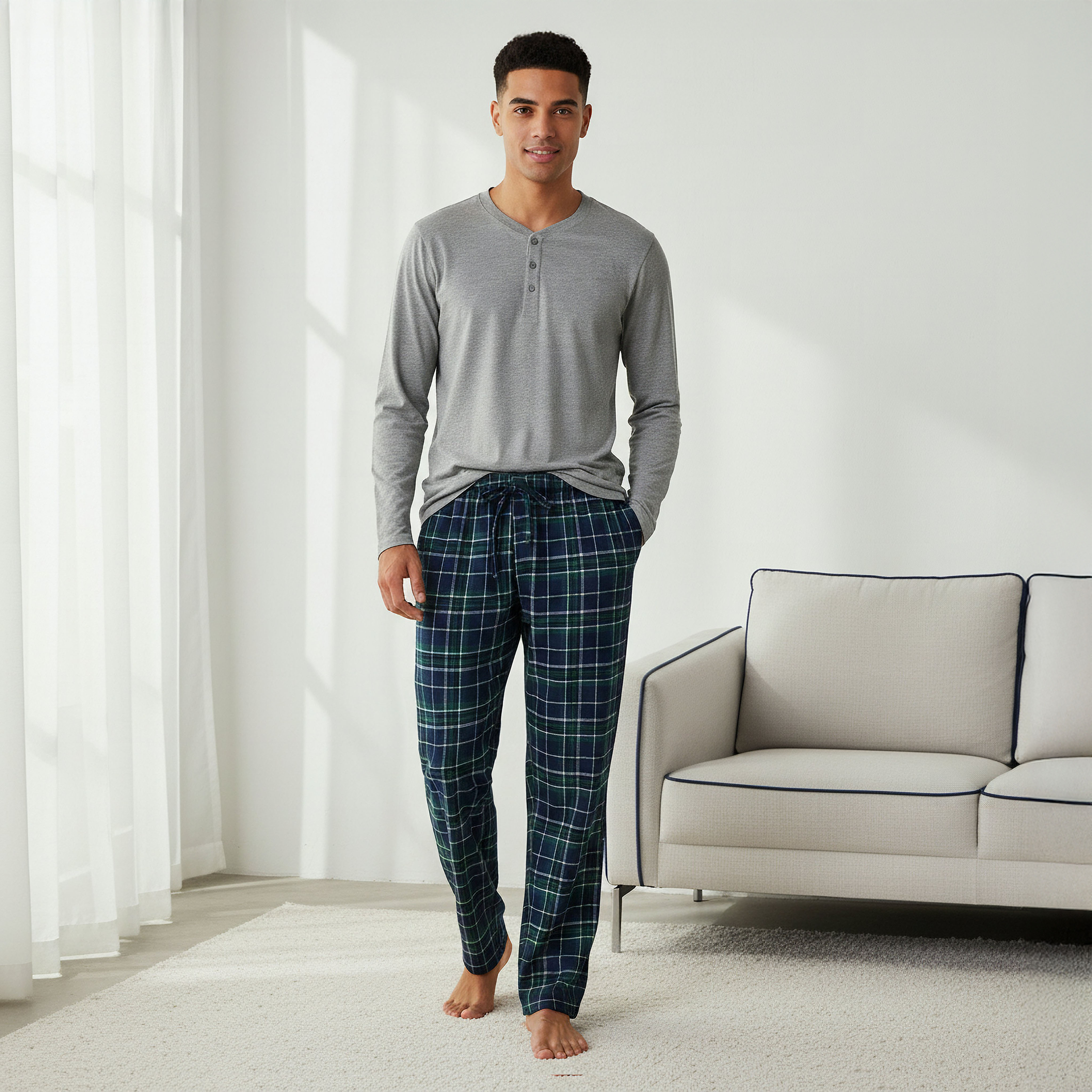 Men Checked Nightwear Set-men-clothing-nightwear-sets-image-1