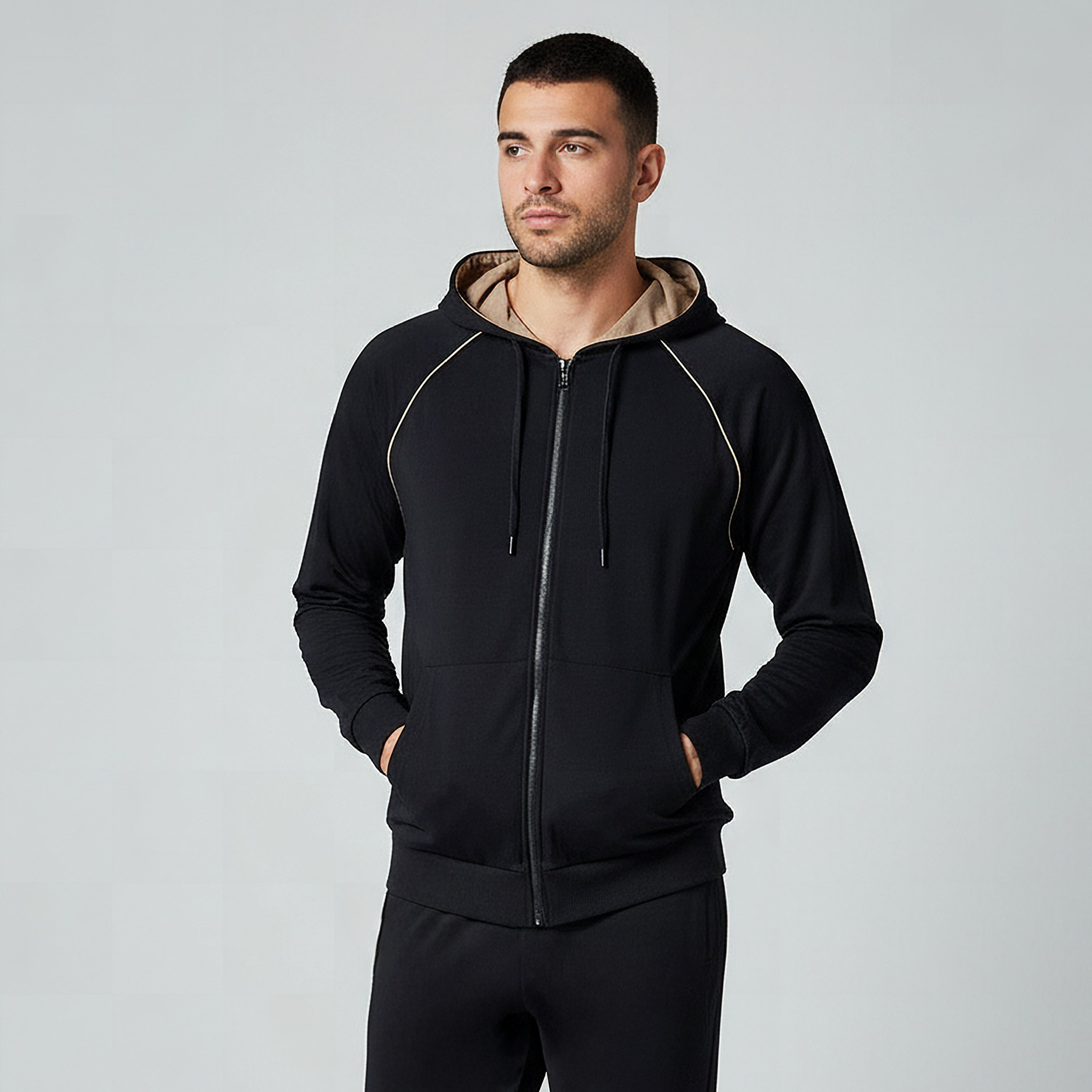Men Piping Accent Zip Through Hoodie-men-winterwear-hoodiesandsweatshirts-image-1