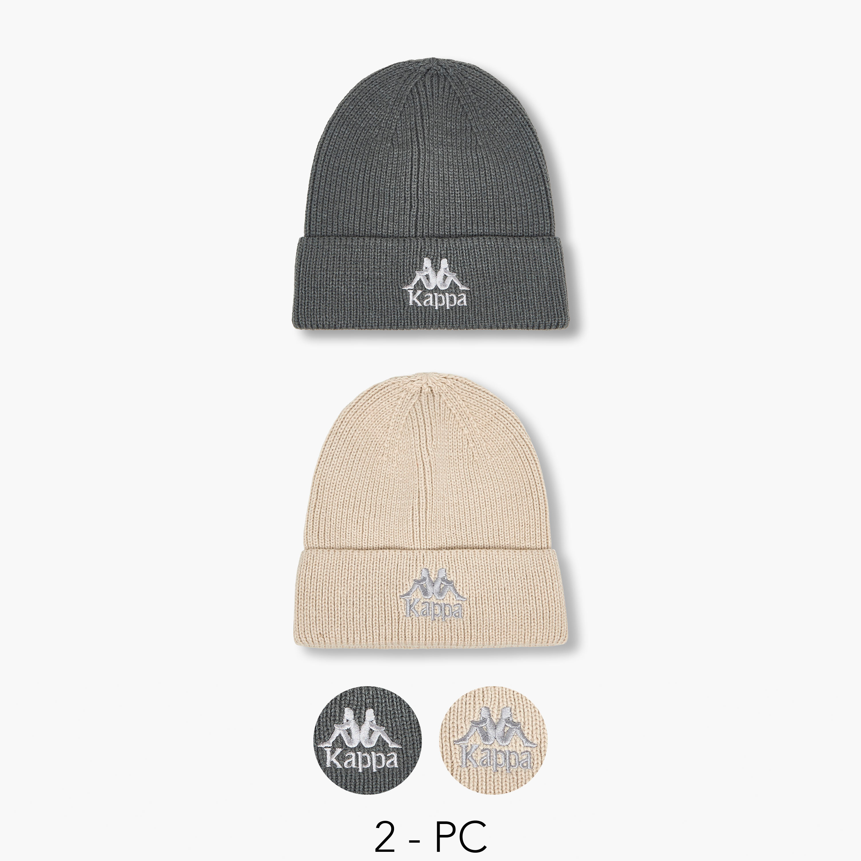 Kappa Men Beanie with Logo Embroidery - Set of 2-men-caps-image-1
