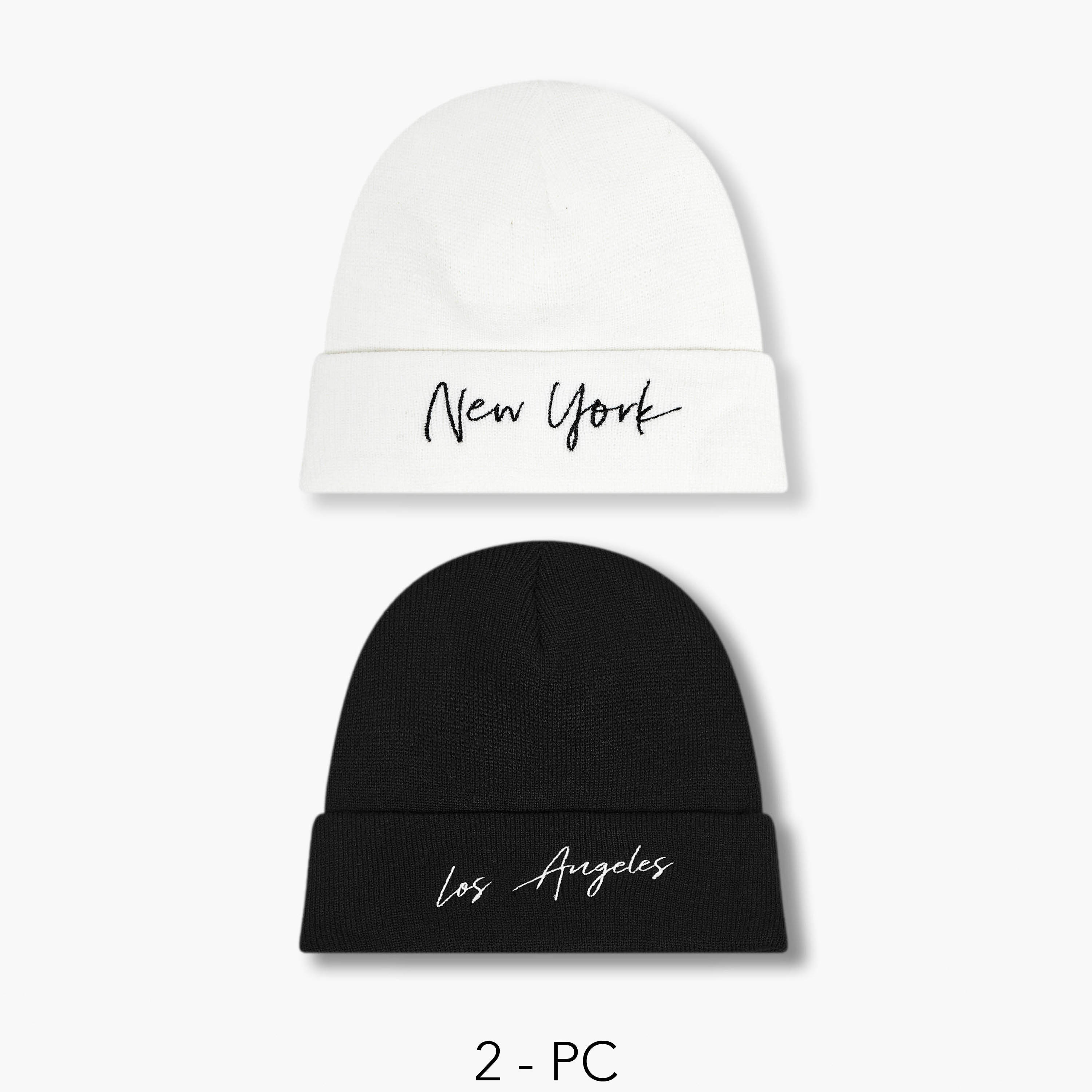 قبعة بيني مطرزة للرجال - طقم من 2-men-caps-image-1