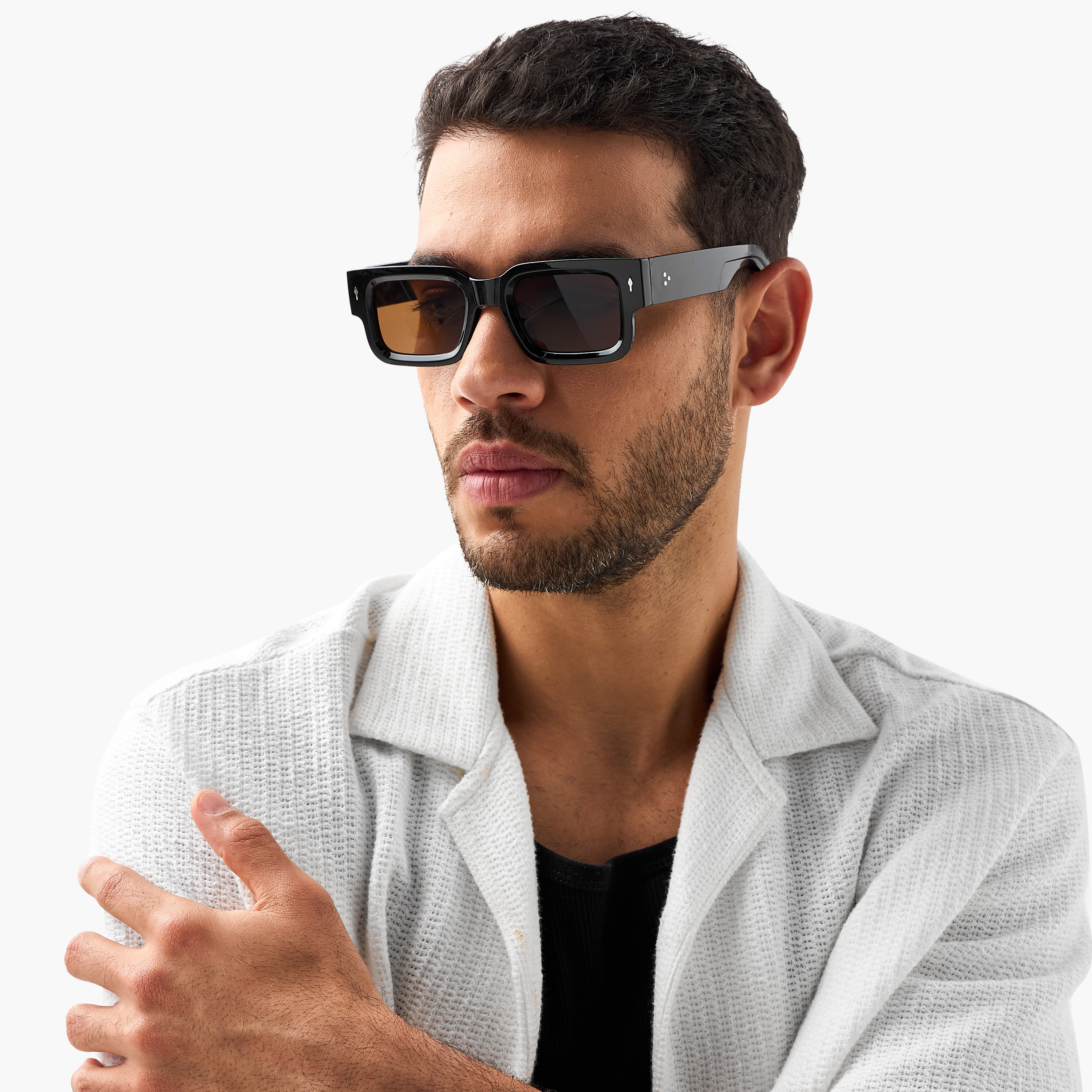 Men Rectangle Brown Lens Sunglasses-men-sunglasses-image-2