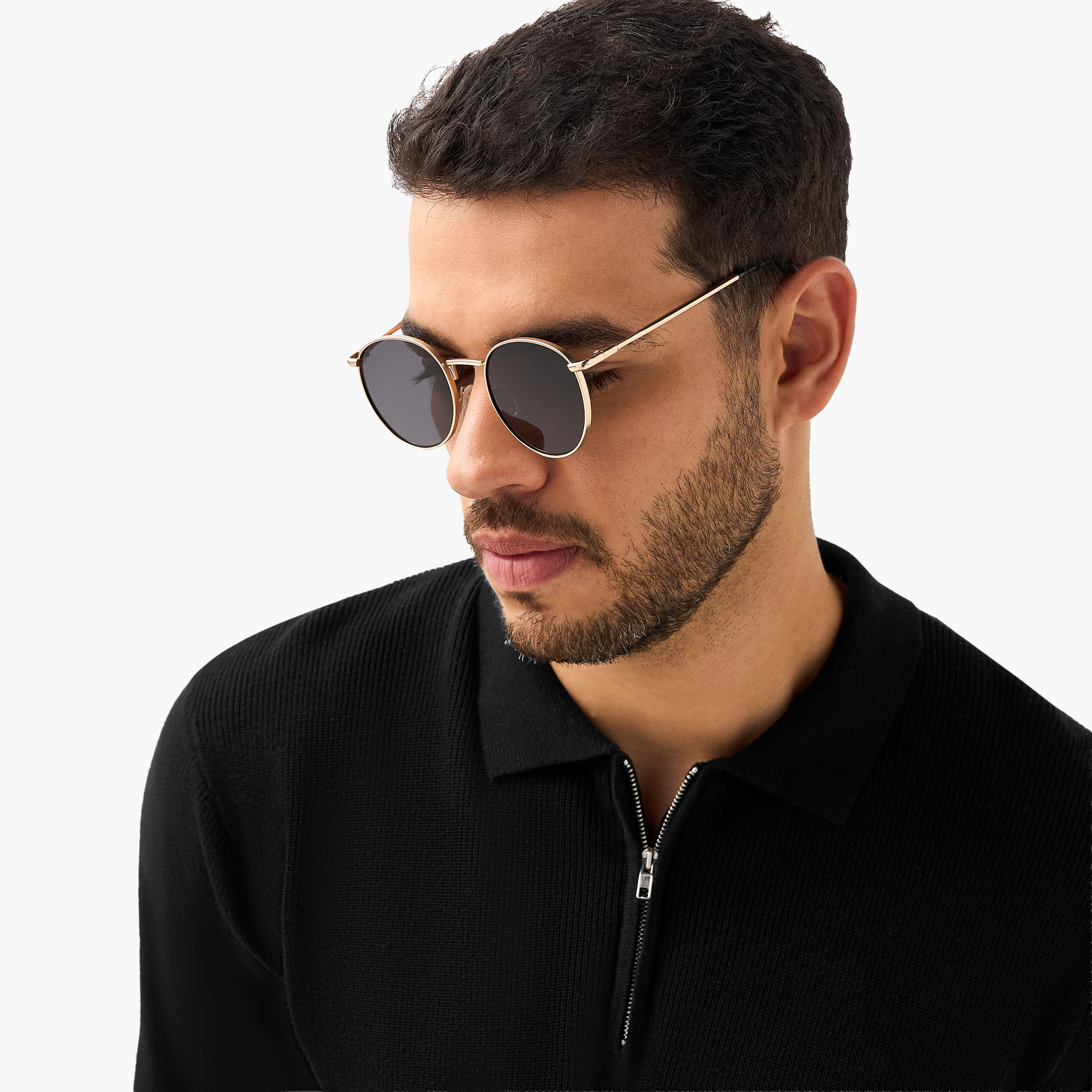 Men Round Grey Lens Sunglasses-men-sunglasses-image-2