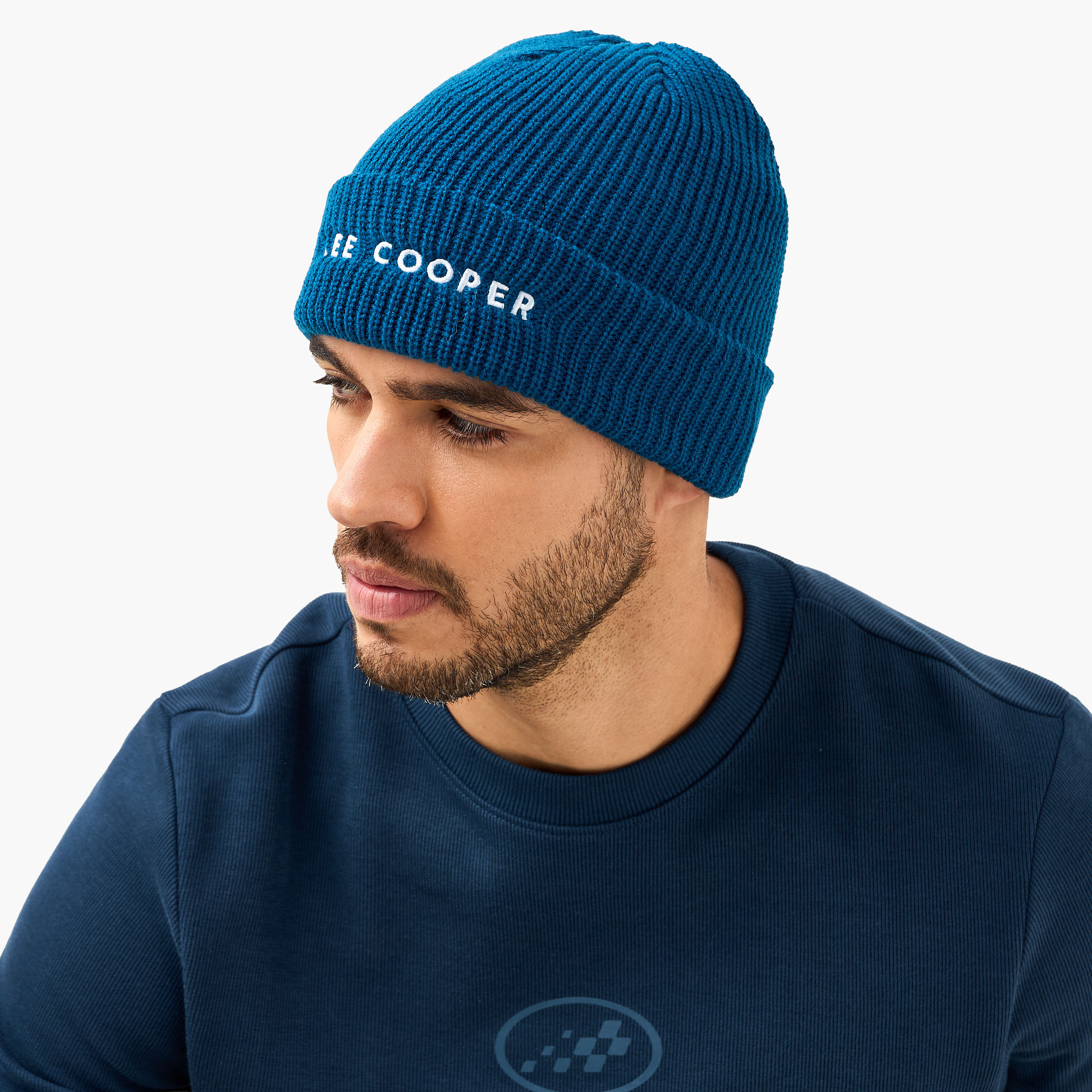 Lee Cooper Men Beanie with Logo Embroidery - Set of 2-men-caps-image-3