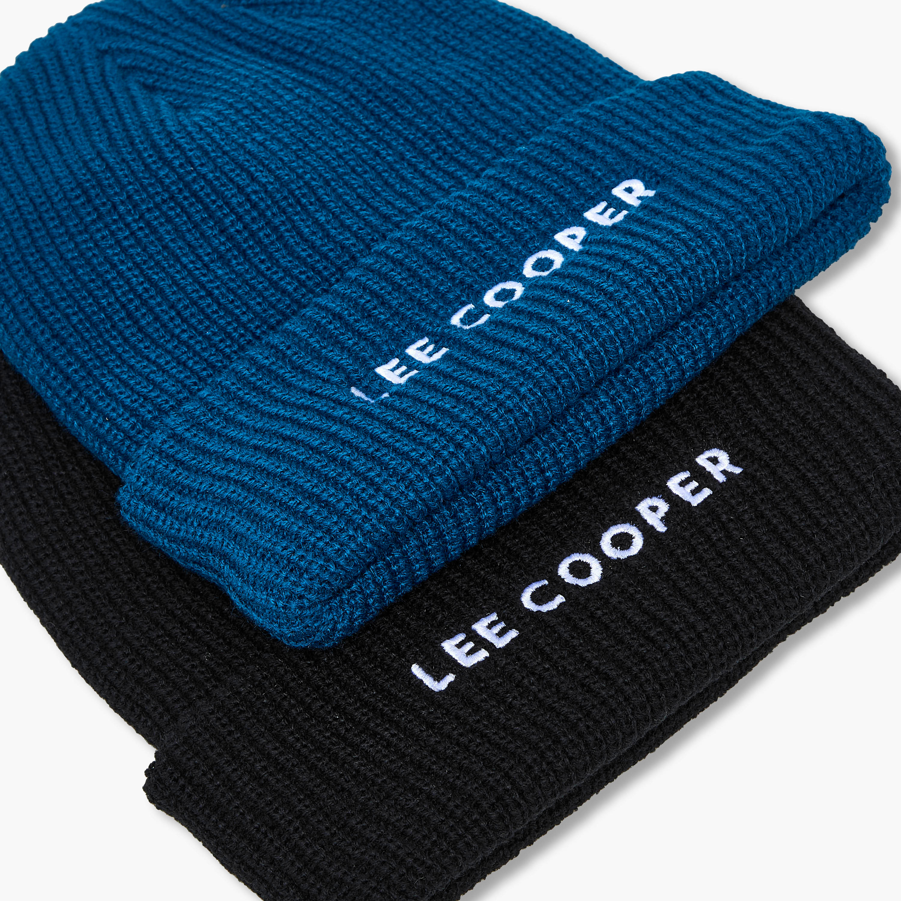 Lee Cooper Men Beanie with Logo Embroidery - Set of 2-men-caps-image-6