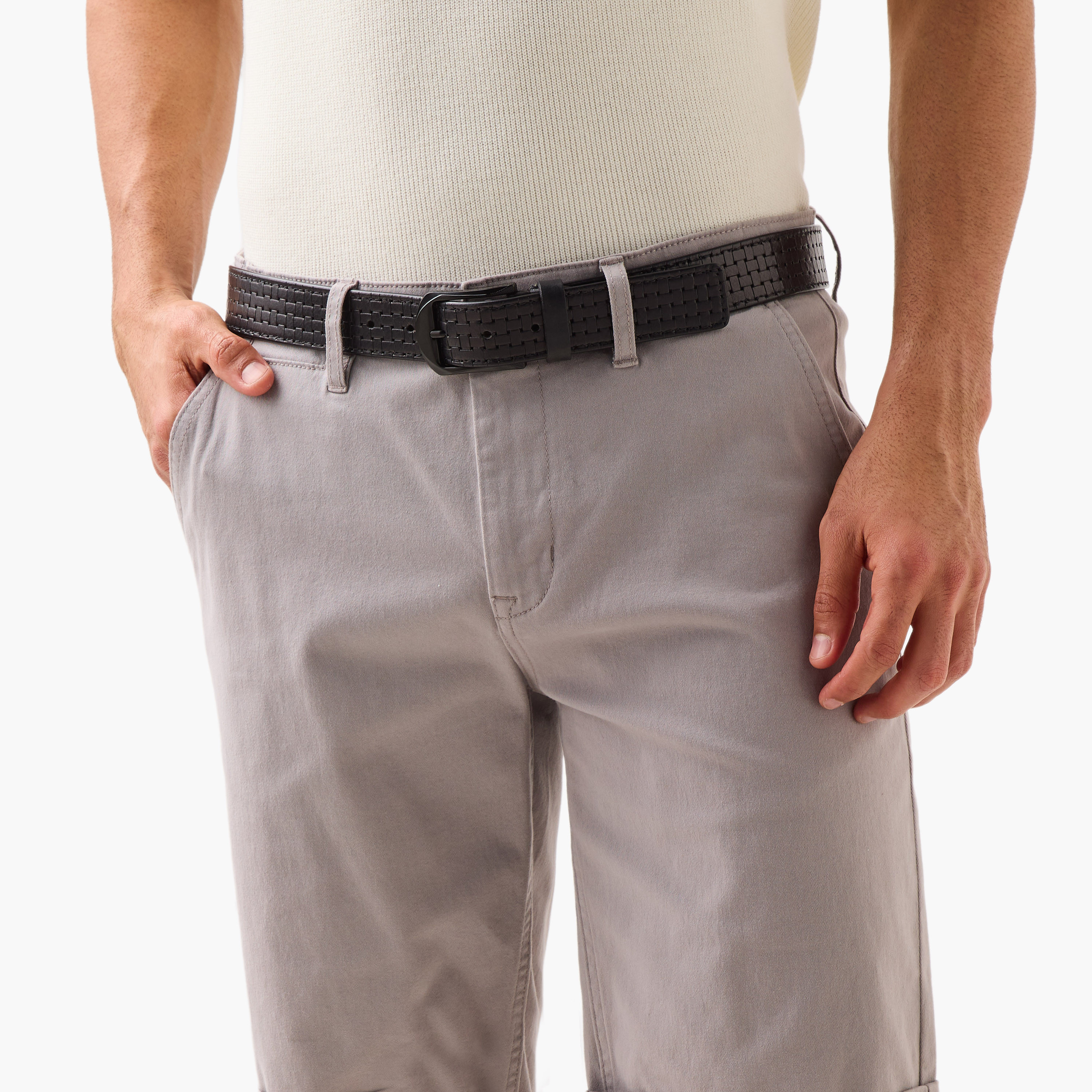 Men Textured Pin Buckle Belt-men-beltsandwallets-belts-image-2