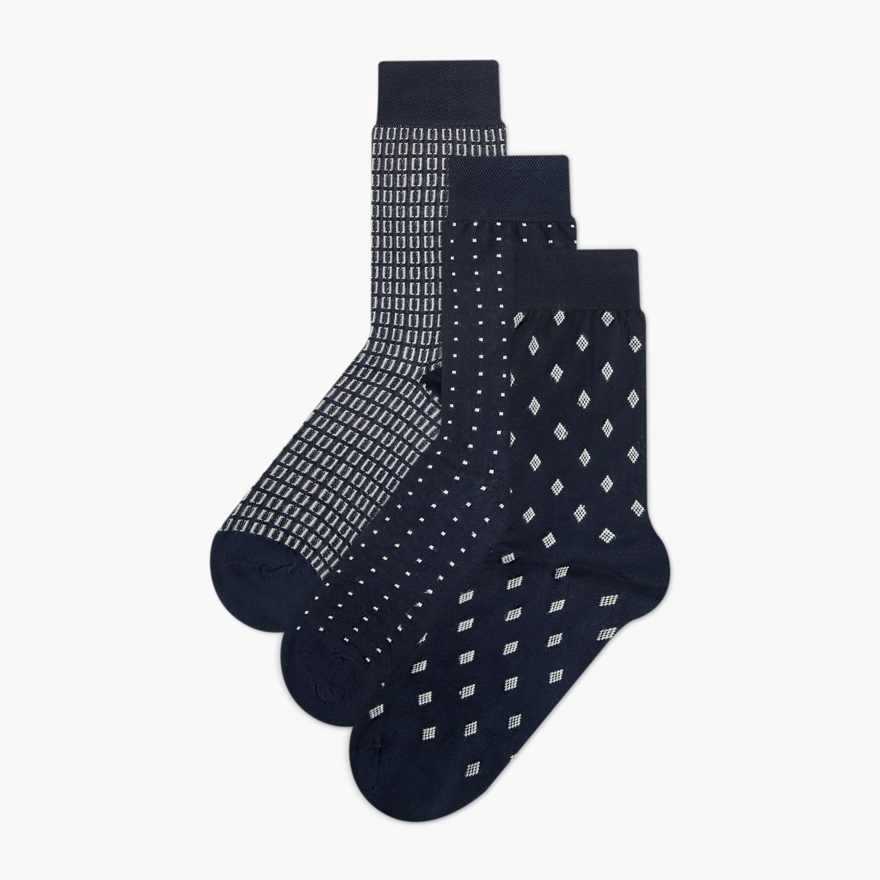Men Socks Non Terry Printed Crew Length - Set of 3-men-socks-image-1