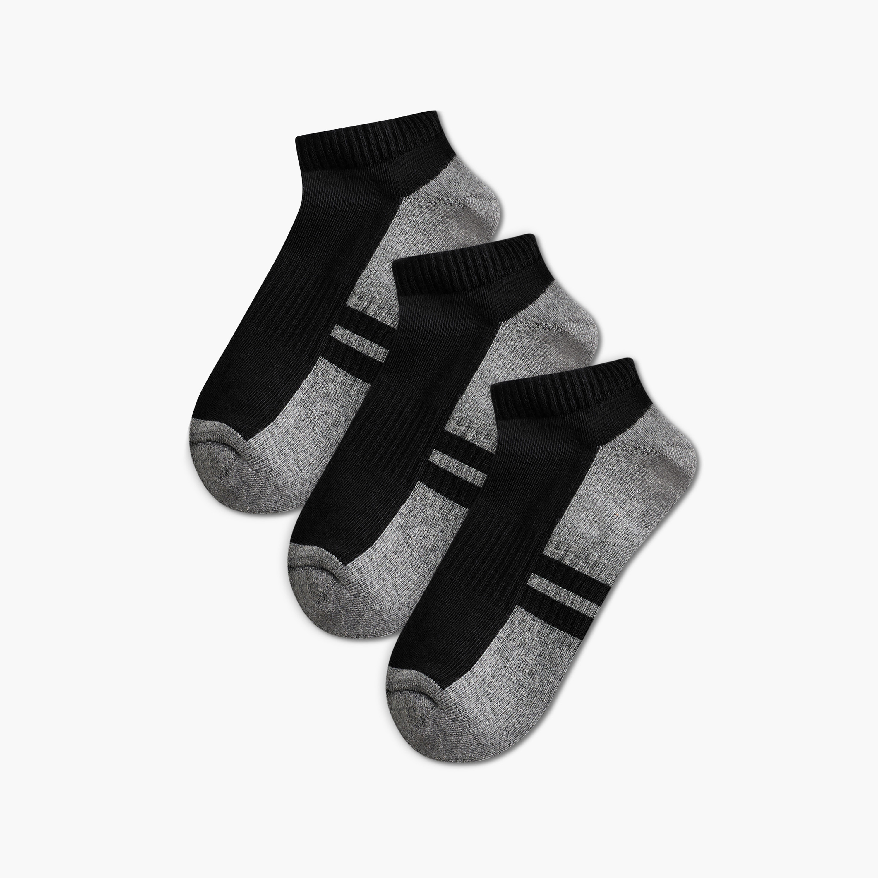 طقم جوارب نصف تيري 3 أزواج بطول الكاحل للرجال-men-socks-image-1