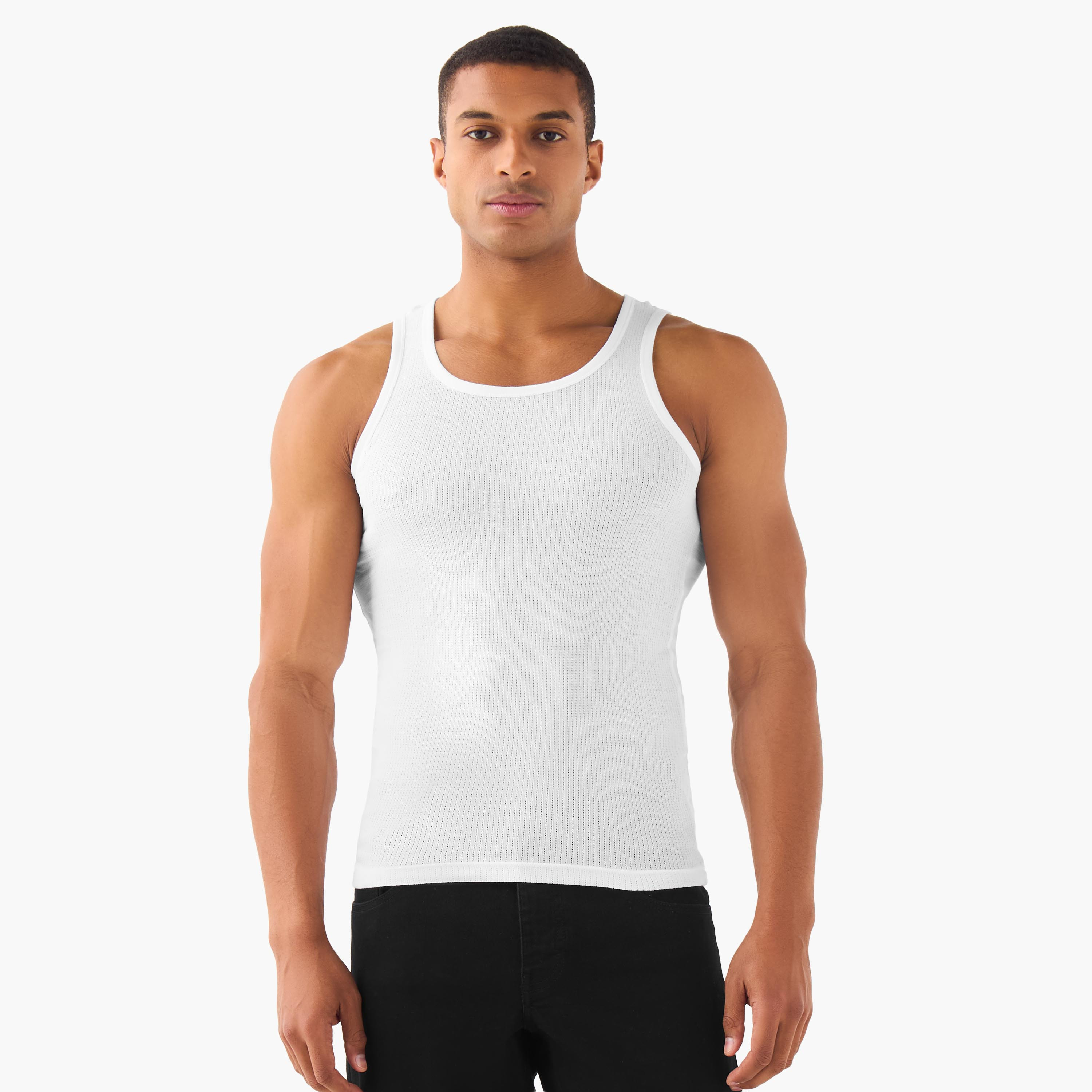 Men Ribbed Cotton Vest - Pack of 3-men-clothing-innerwear-vests-image-3