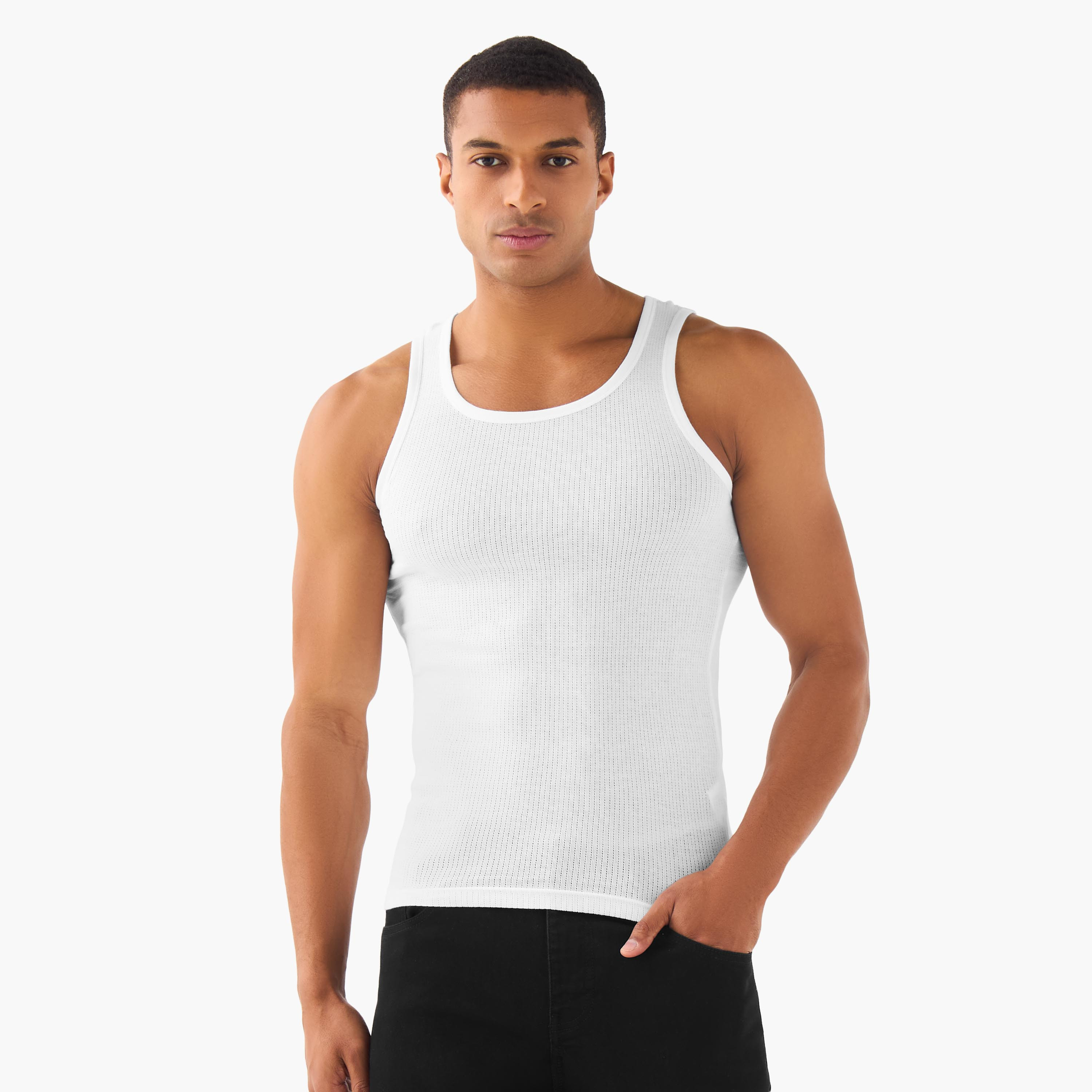 Men Ribbed Cotton Vest - Pack of 3-men-clothing-innerwear-vests-image-4