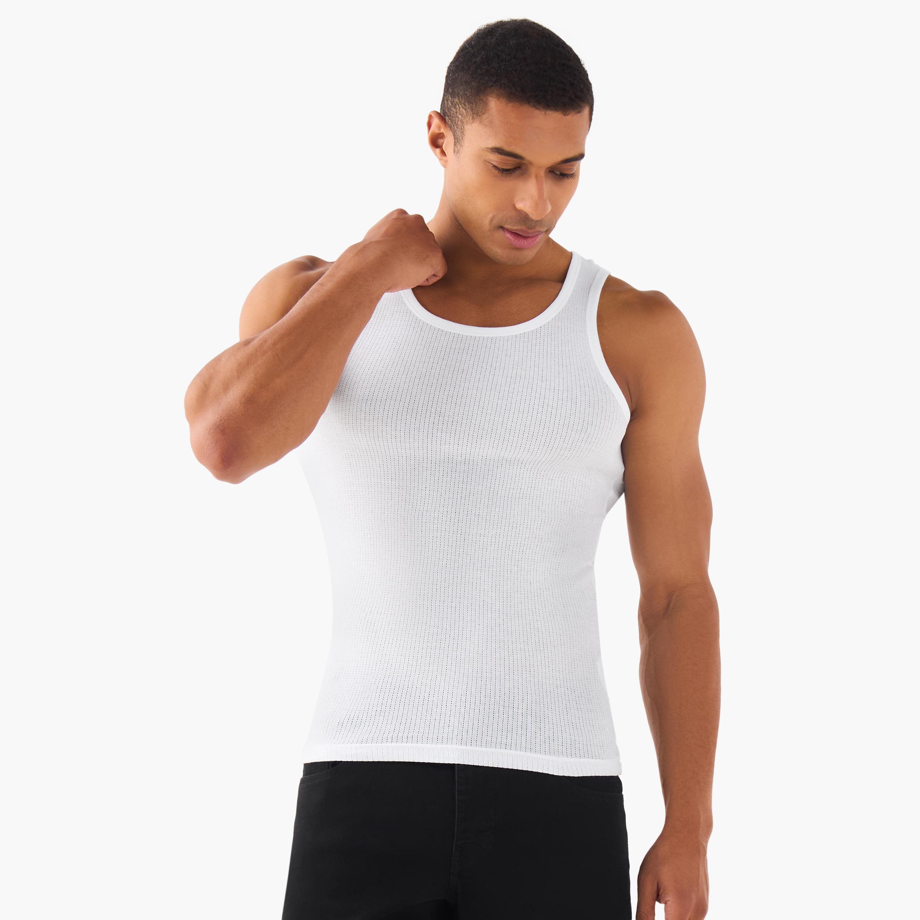 Men Ribbed Cotton Vest - Pack of 3-men-clothing-innerwear-vests-image-2