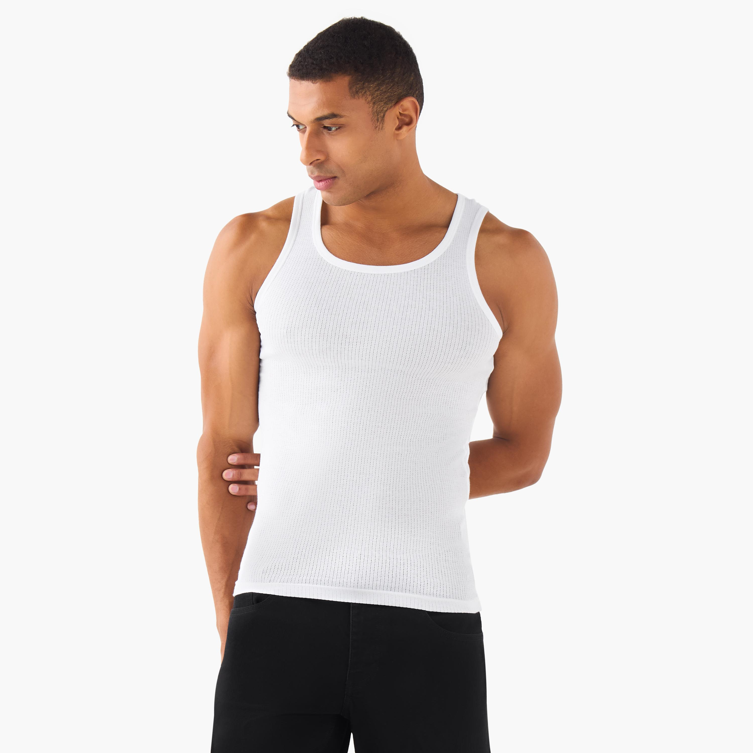 Men Ribbed Cotton Vest - Pack of 3-men-clothing-innerwear-vests-image-3