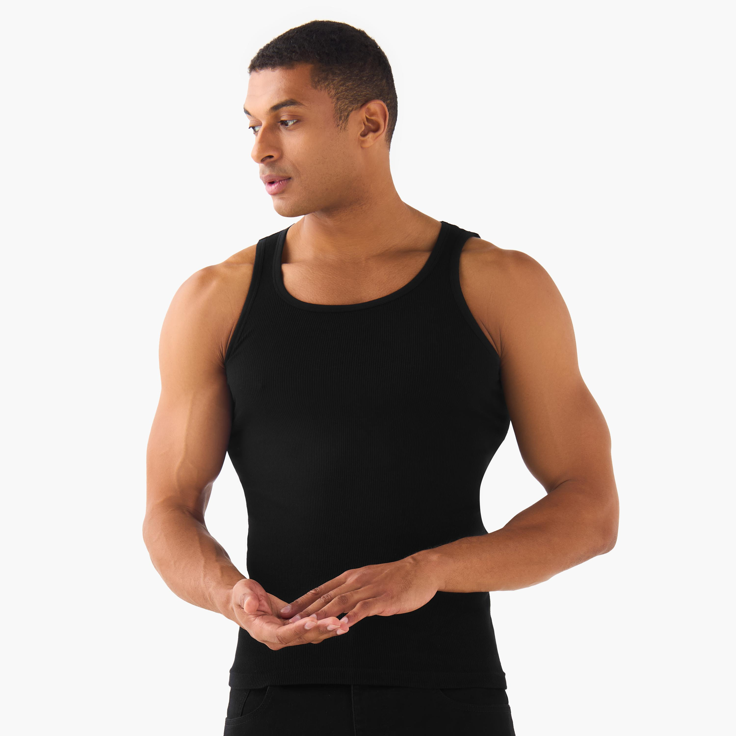 Men Ribbed Cotton Vest - Pack of 3-men-clothing-innerwear-vests-image-2