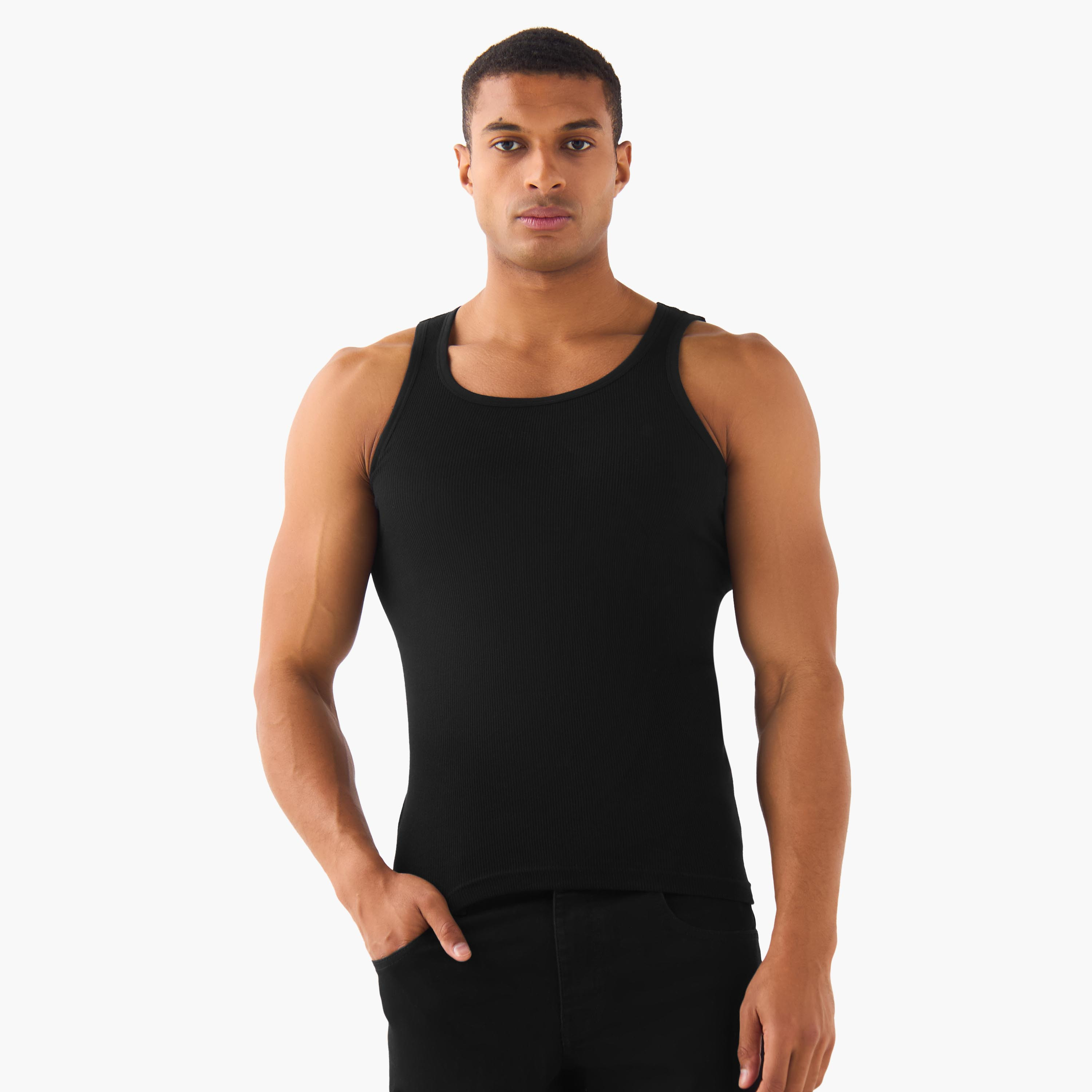 Men Ribbed Cotton Vest - Pack of 3-men-clothing-innerwear-vests-image-3