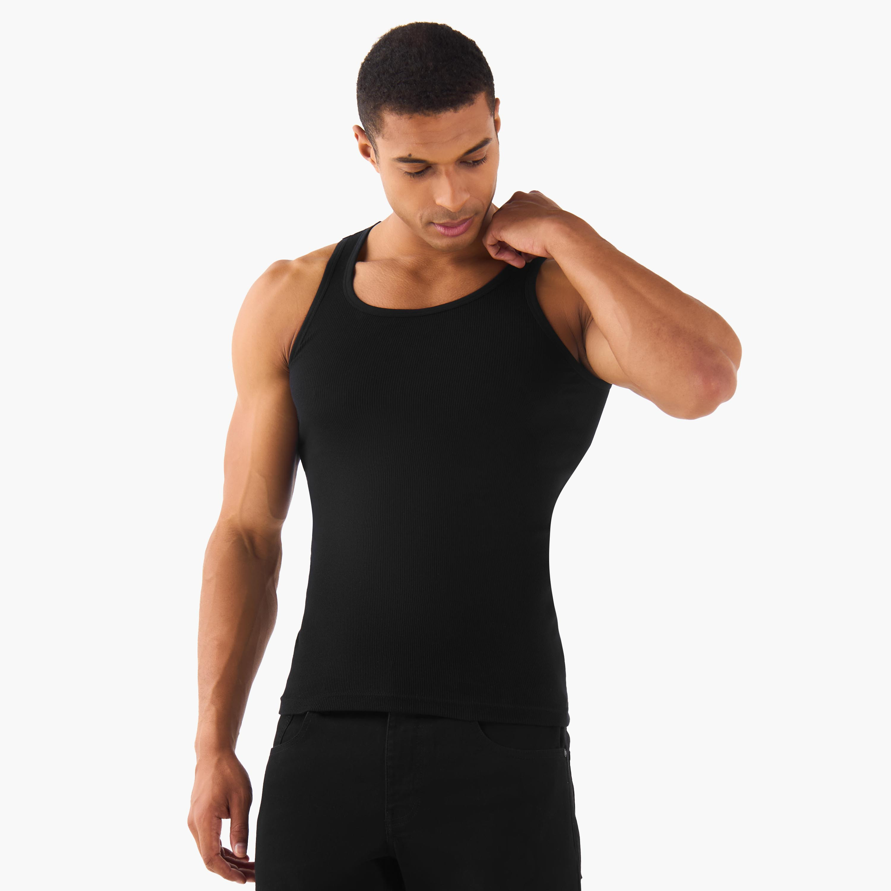 Men Ribbed Cotton Vest - Pack of 3-men-clothing-innerwear-vests-image-4