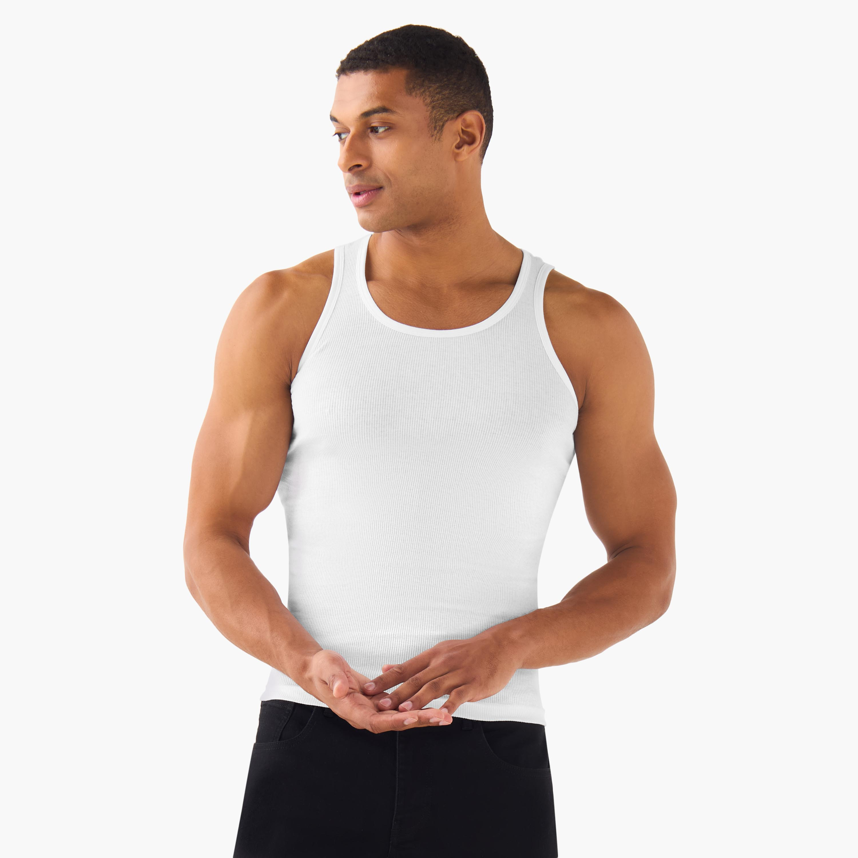 Men Ribbed Cotton Vest - Pack of 3-men-clothing-innerwear-vests-image-2