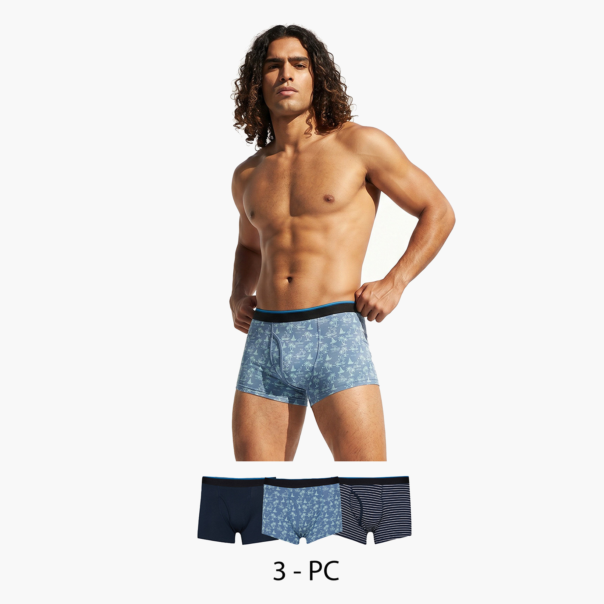 Assorted Print Trunks - Pack of 3-men-clothing-innerwear-underwear-image-1