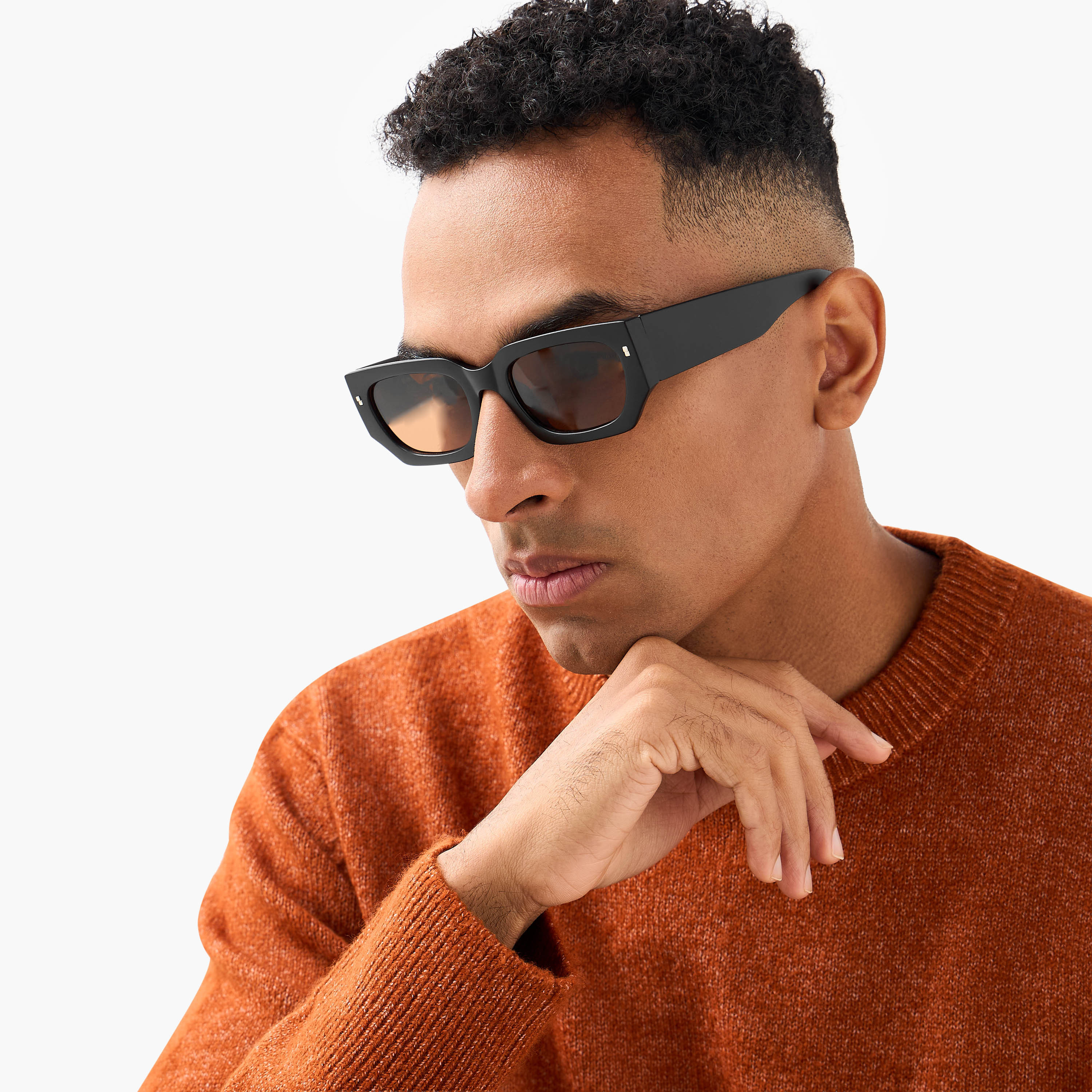 Men Rectangular Brown Lens Sunglasses-men-sunglasses-image-2