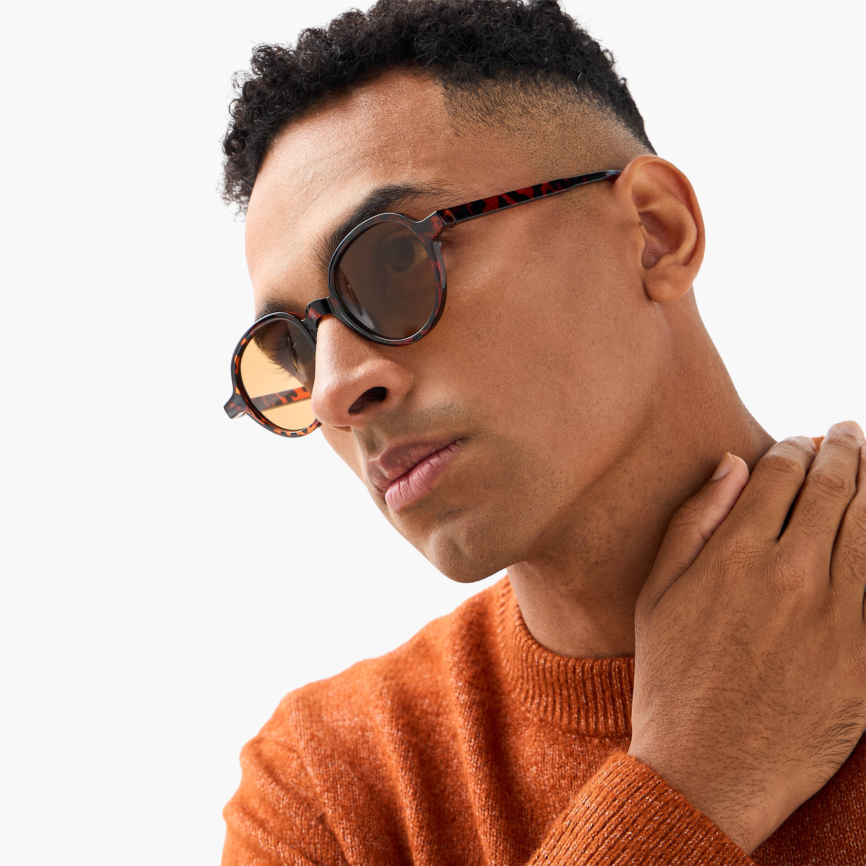 Men Round Brown Lens Sunglasses-men-sunglasses-image-2