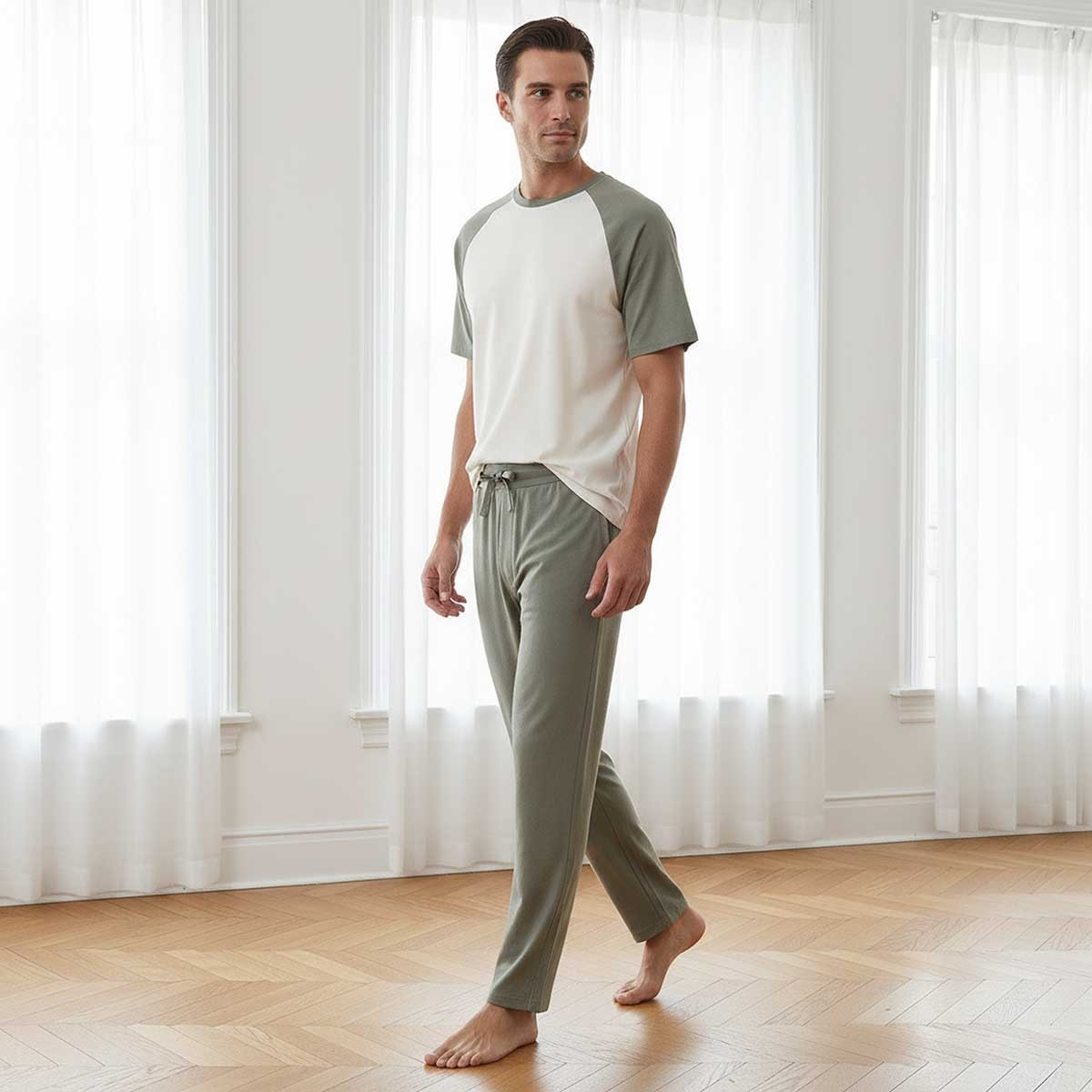 Cotton Raglan Sleeves Nightwear Set-men-clothing-nightwear-sets-image-1