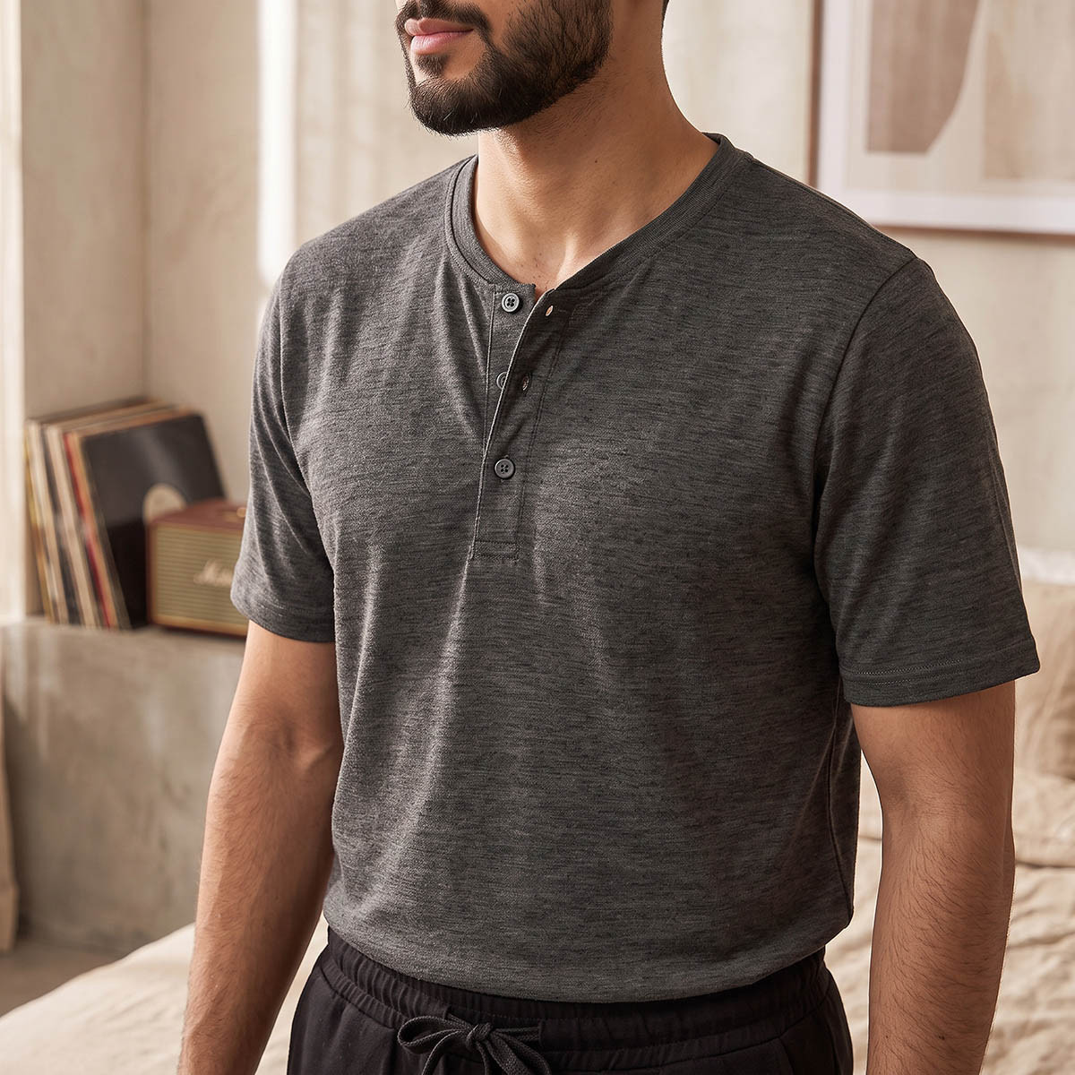 Textured Henley Neck Nightwear Set-men-clothing-nightwear-sets-image-8