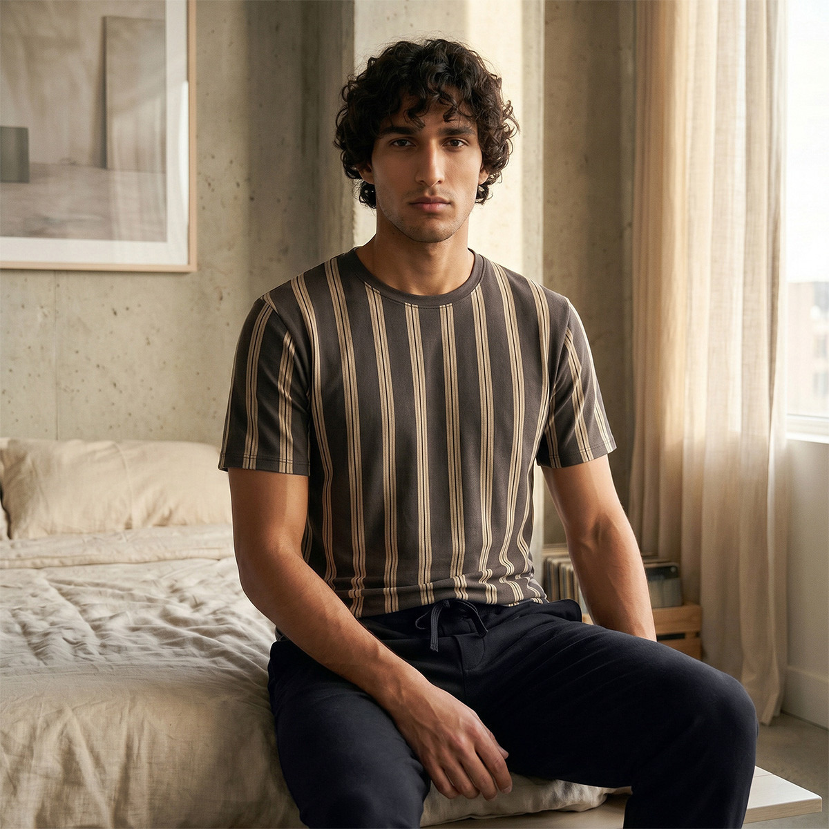 Striped Drawstring Waist Nightwear Set-men-clothing-nightwear-sets-image-10