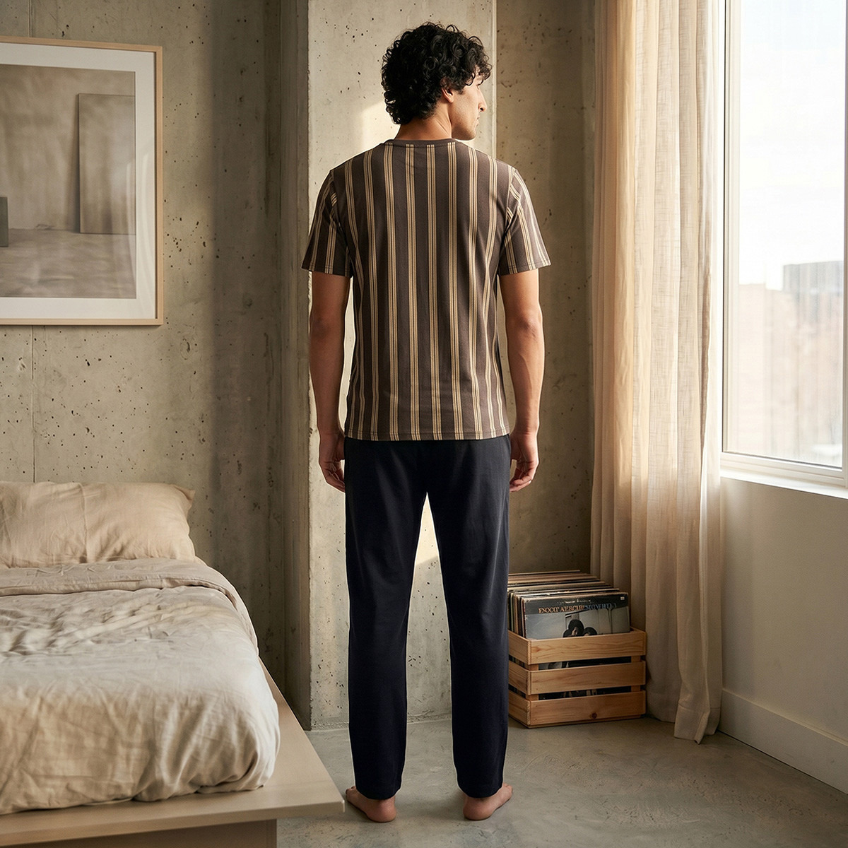 Striped Drawstring Waist Nightwear Set-men-clothing-nightwear-sets-image-4
