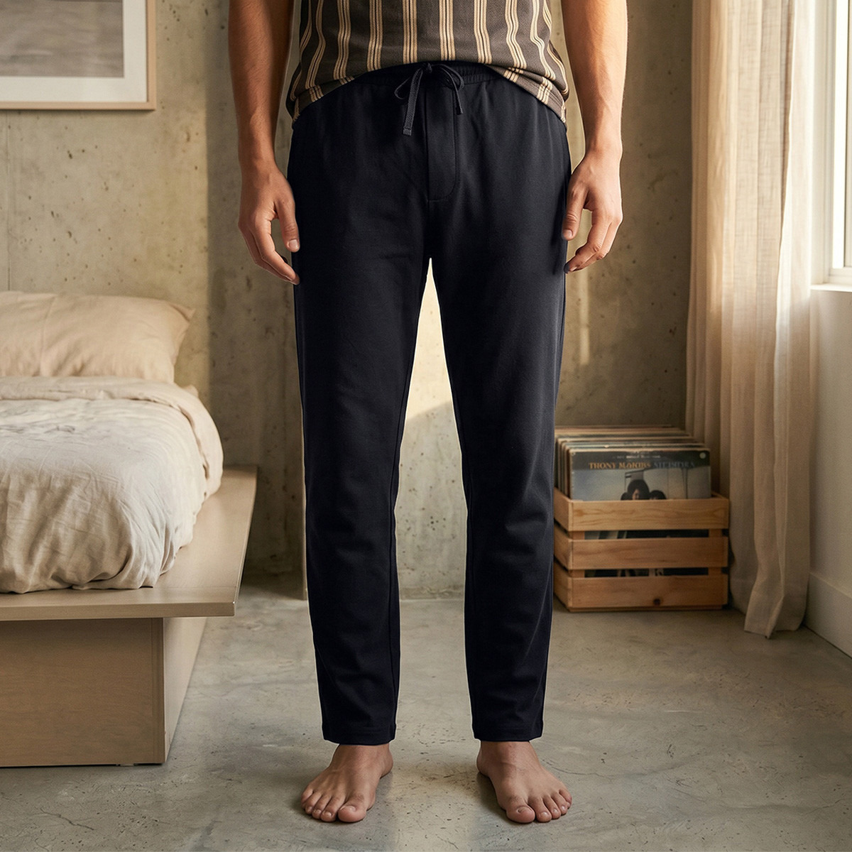 Striped Drawstring Waist Nightwear Set-men-clothing-nightwear-sets-image-3