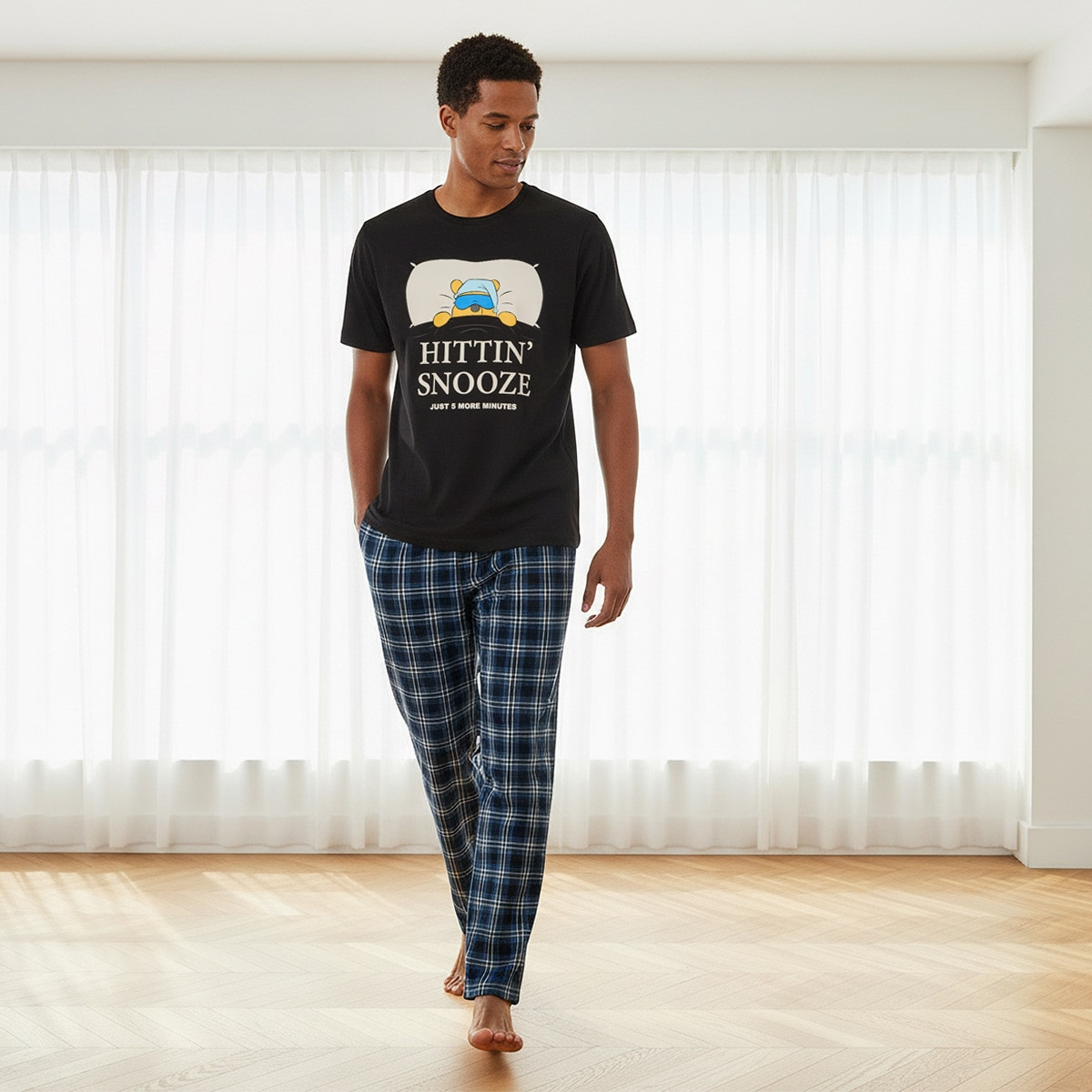 Cotton Checked Drawstring Closure Nightwear Set-men-clothing-nightwear-sets-image-1